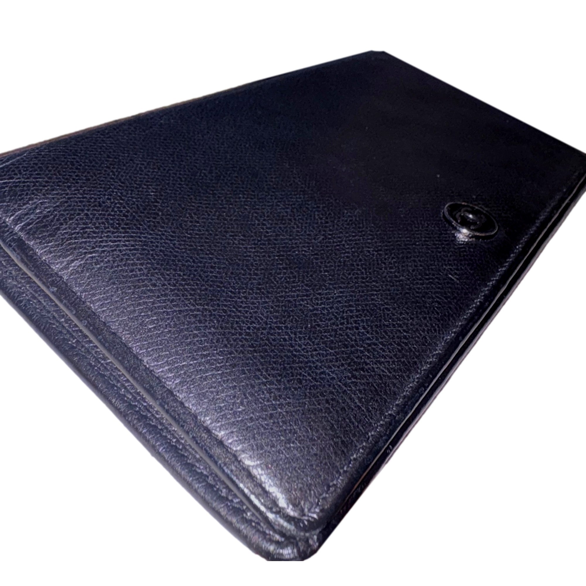 Chanel Vintage Yen Black Leather Long Bifold with Coin Pouch