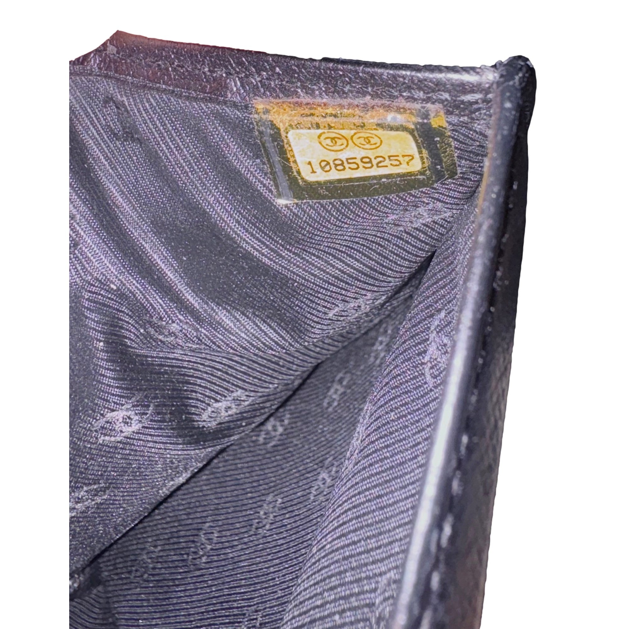 Chanel Vintage Yen Black Leather Long Bifold with Coin Pouch