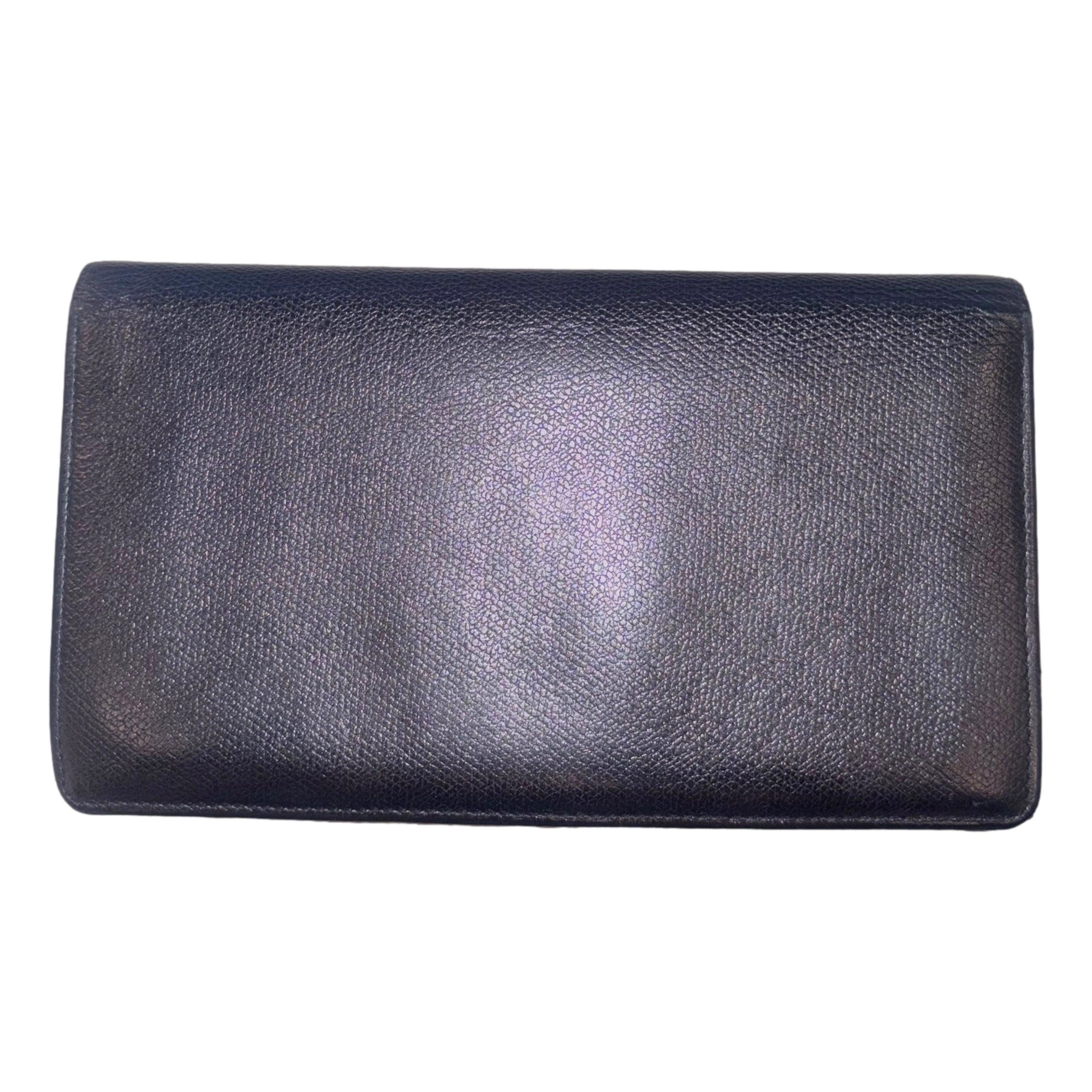 Chanel Vintage Yen Black Leather Long Bifold with Coin Pouch