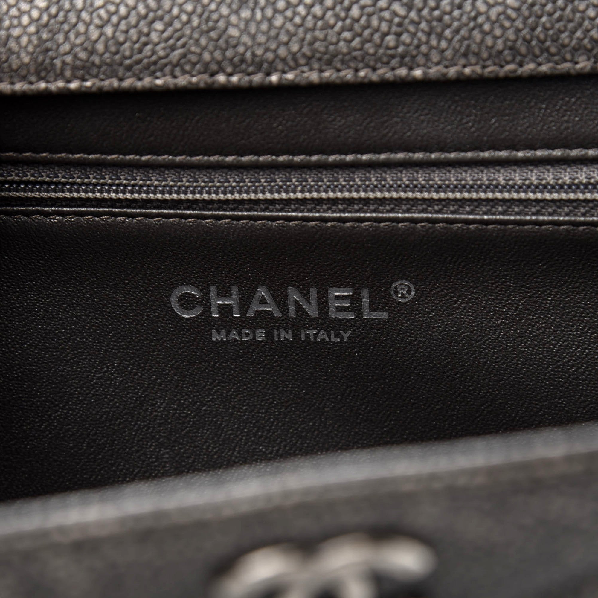 Chanel Caviar Black Leather CC Frame Medium Clutch Handbag