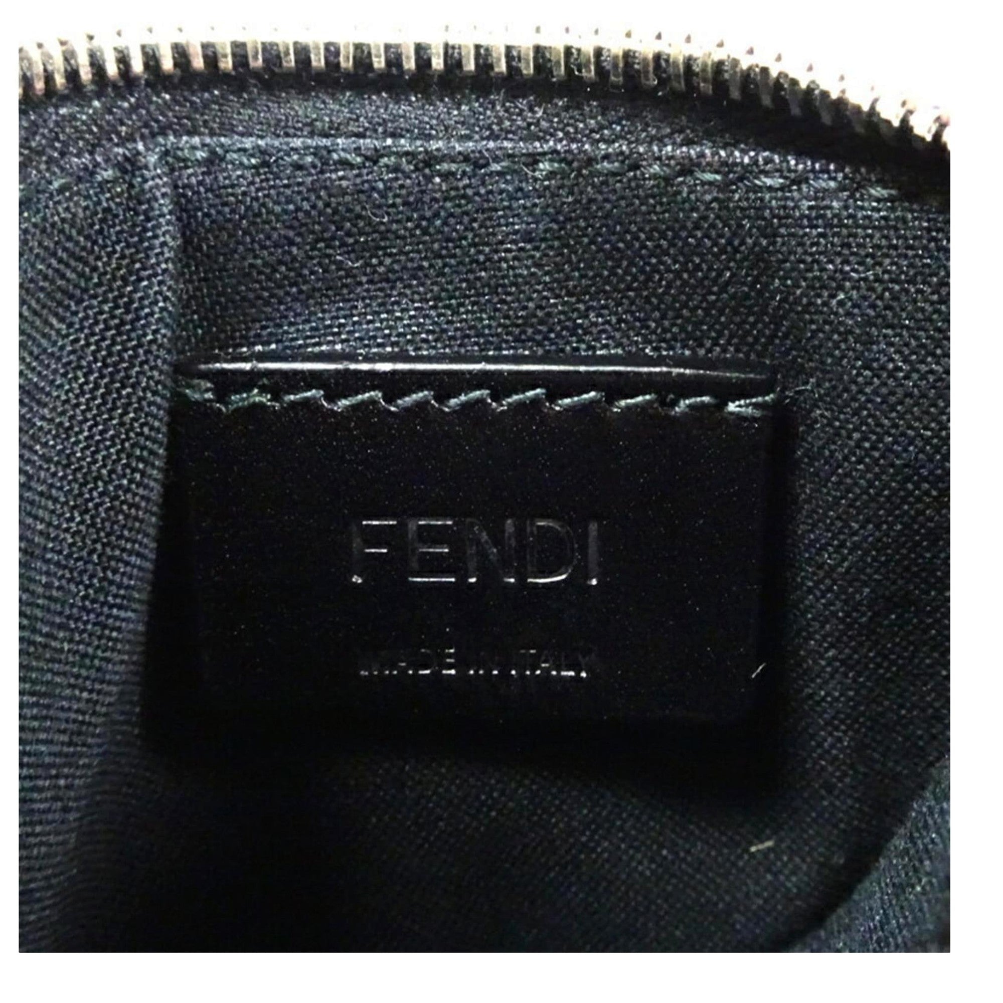 Fendi Diagonal Black Sunflower Yellow Calf Leather Coincase Keychain Wallet