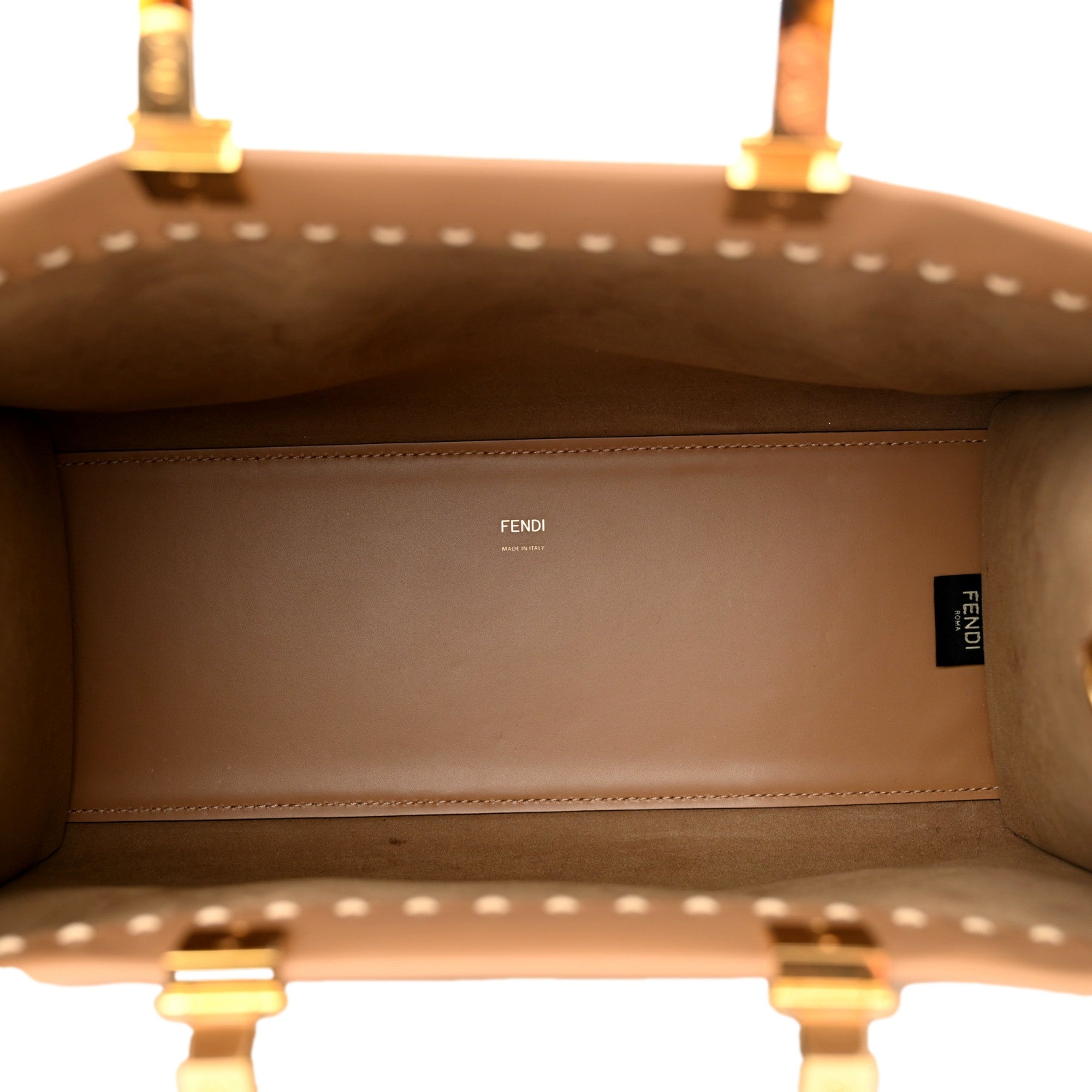 Fendi Sunshine Tan Leather Snake Print Logo Large Tote
