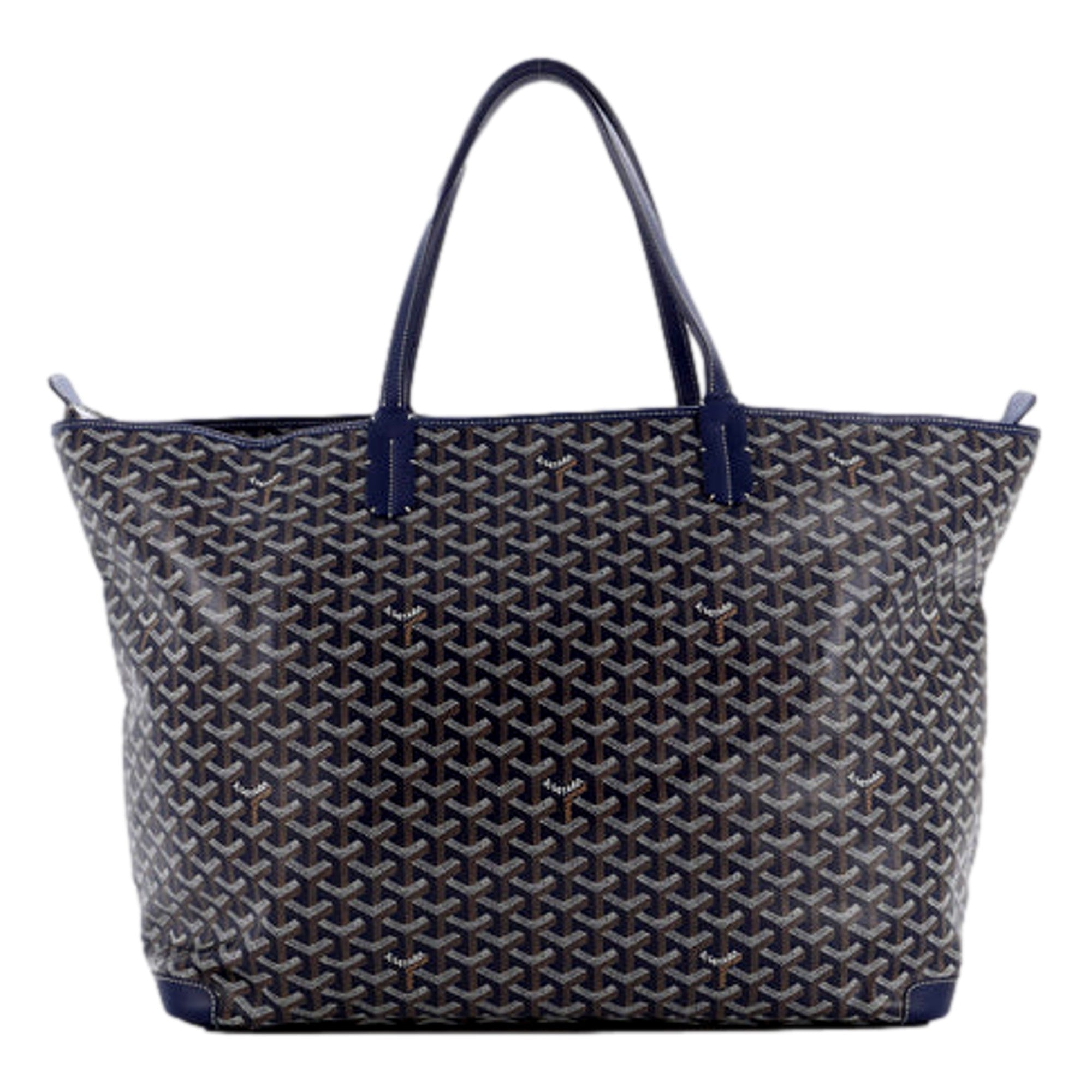 Goyard Artois Womens Shopping Tote Bag Coated Canvas GM Navy Blue
