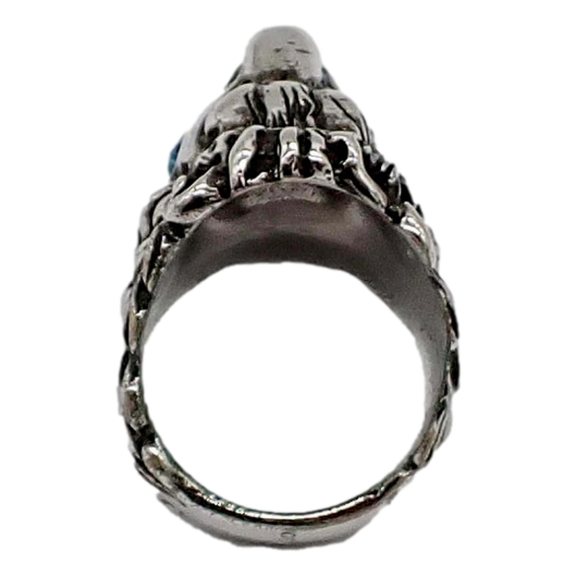 Gucci Lion Head Motif Silver Ring Crystal Size 16