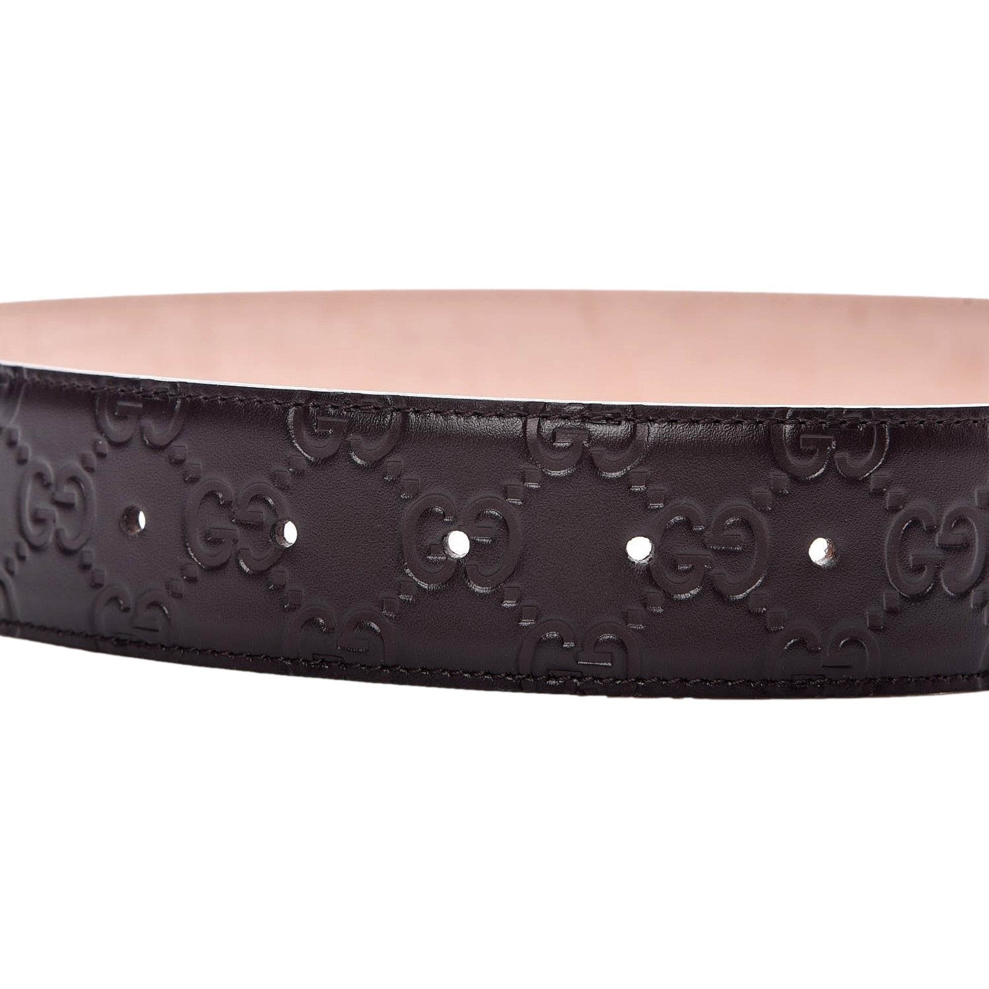 Gucci GG Guccissima Embossed Belt Interlocking G Dark Brown32 80/32