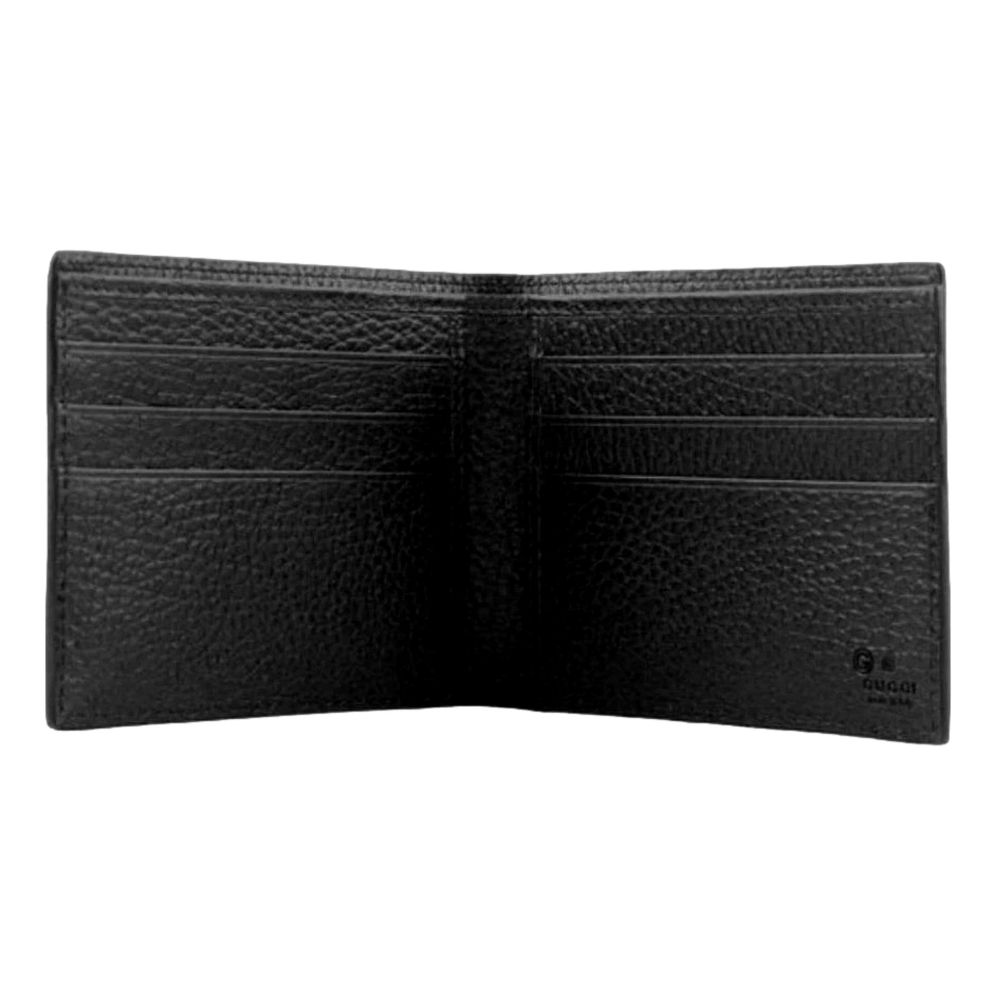 Gucci Interlocking GG Silver Black Leather Bifold Wallet