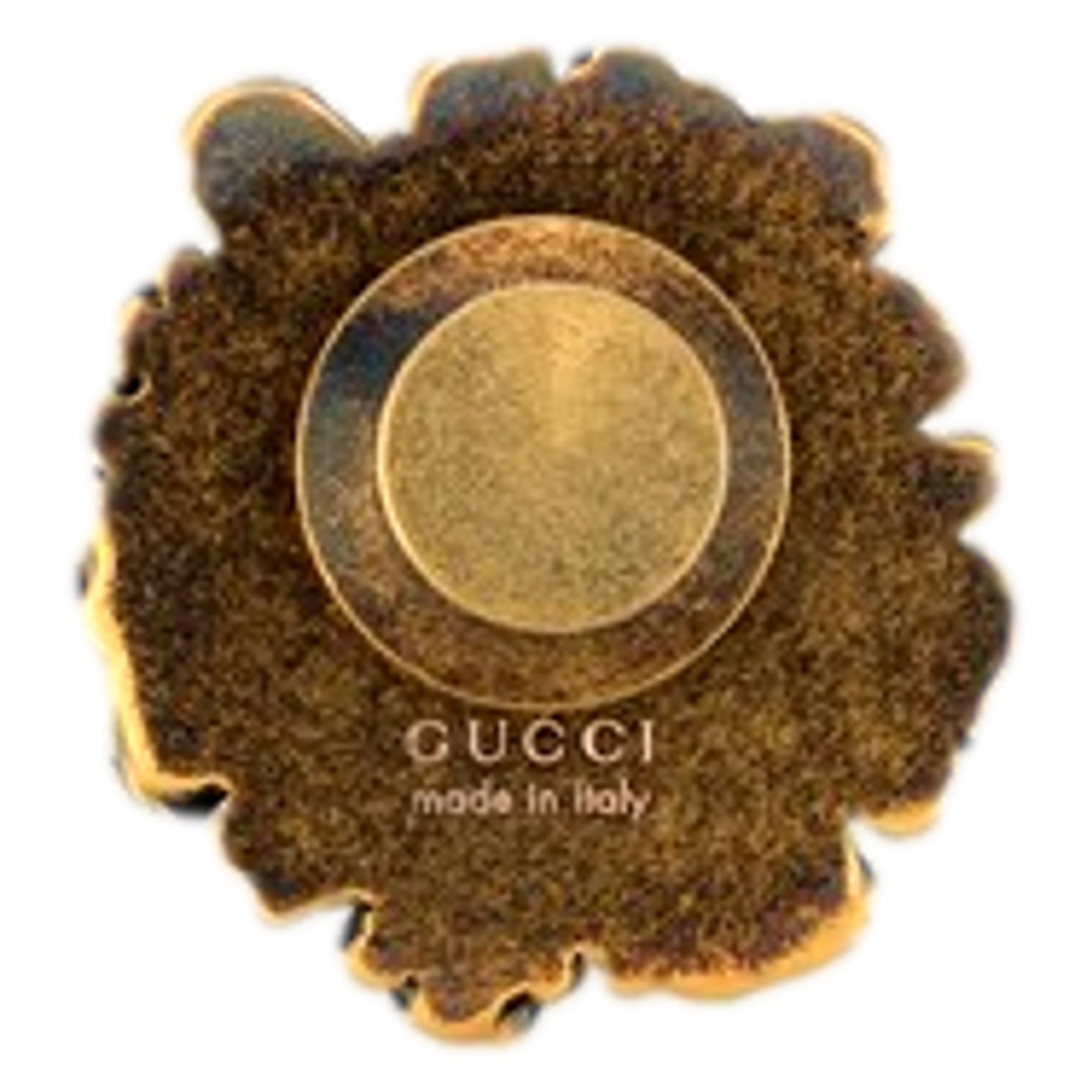Gucci Distressed Gold Lionhead Brass Brooch