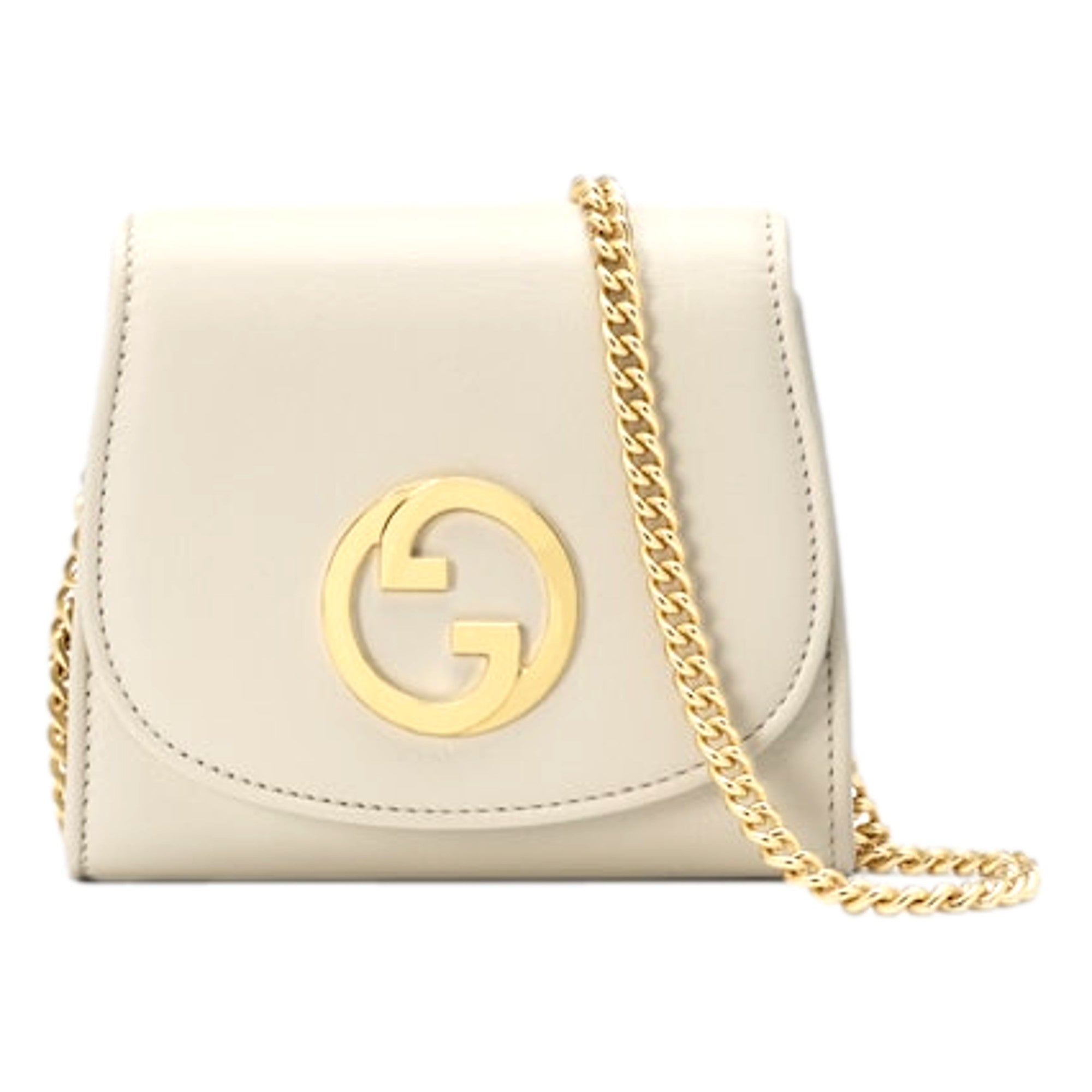 Gucci GG Blondie Mini Ivory Leather Wallet On A Chain