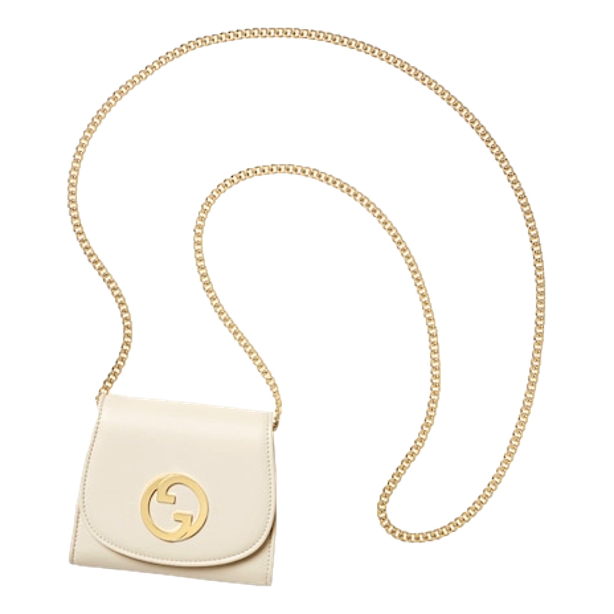 Gucci GG Blondie Mini Ivory Leather Wallet On A Chain