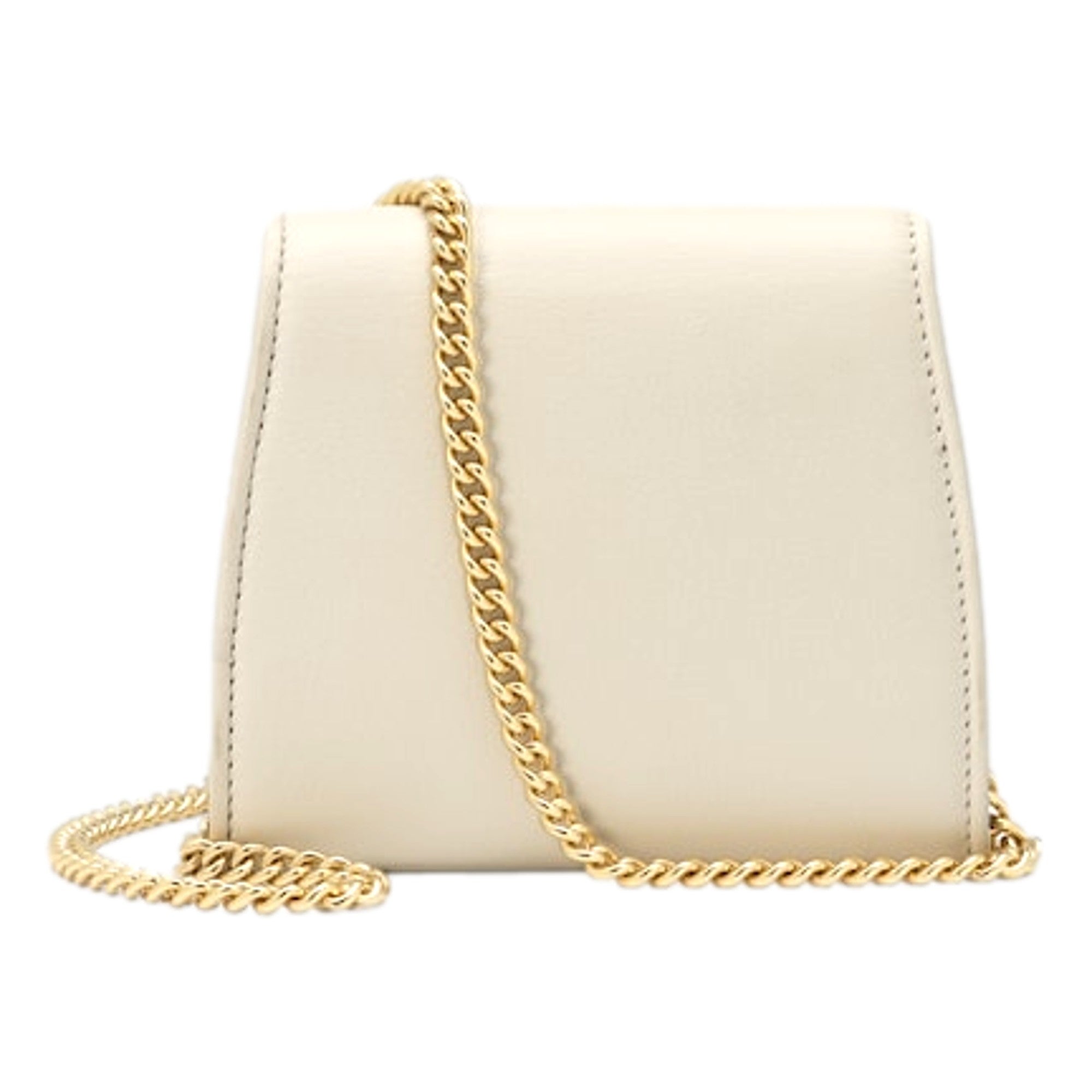 Gucci GG Blondie Mini Ivory Leather Wallet On A Chain