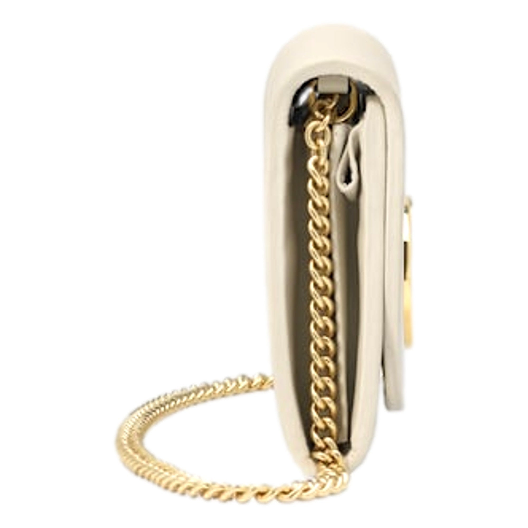 Gucci GG Blondie Mini Ivory Leather Wallet On A Chain