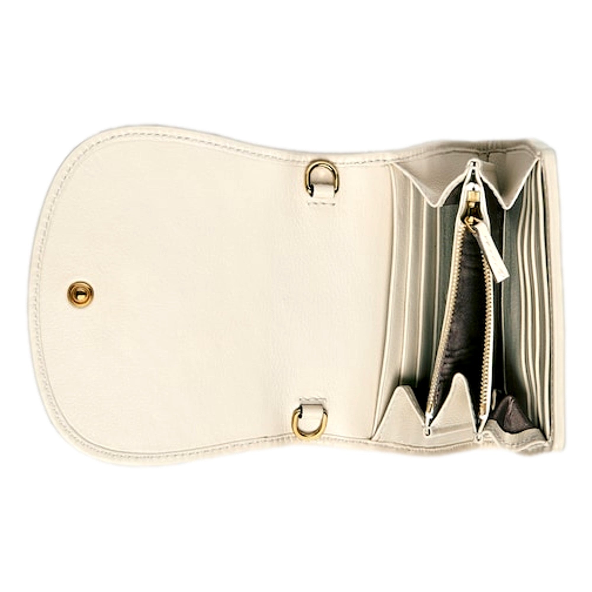 Gucci GG Blondie Mini Ivory Leather Wallet On A Chain