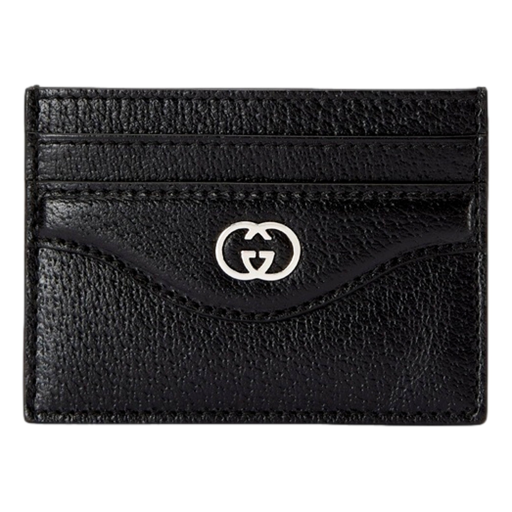 Gucci Interlocking G Black Leather Card Case Wallet
