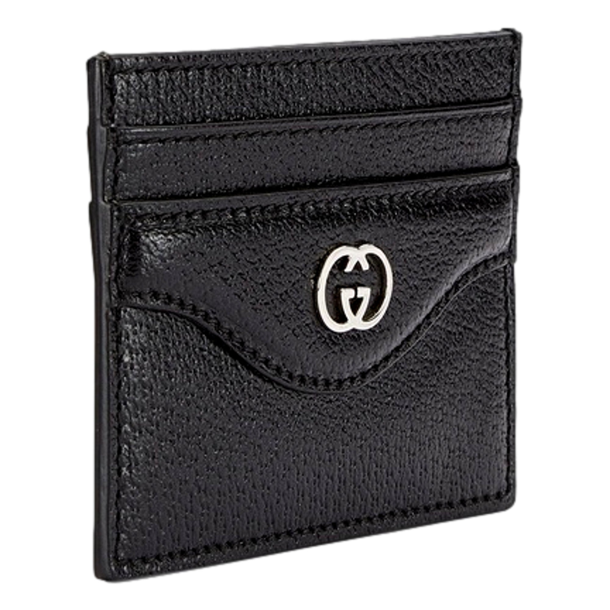 Gucci Interlocking G Black Leather Card Case Wallet