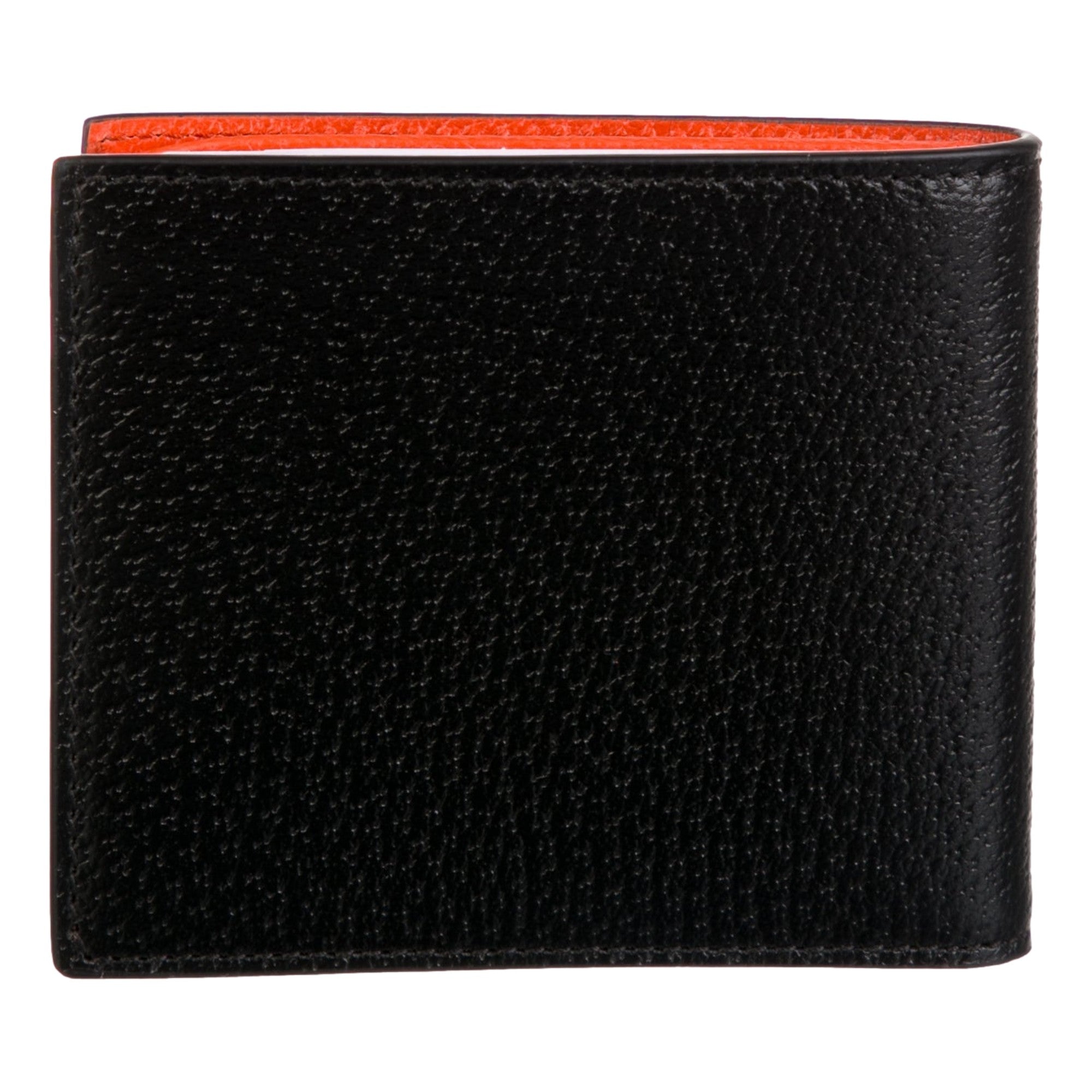 Gucci G Detail Leather Bifold Wallet Black and Orange