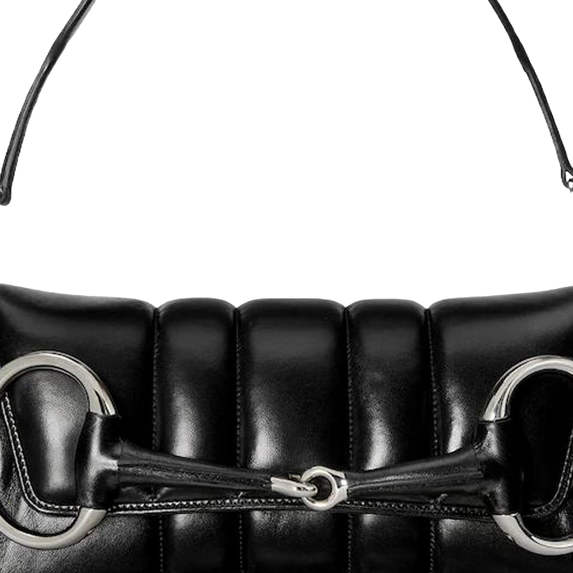 Gucci Horsebit Vertical Quilted Leather Medium Chain Shoulder Bag Black