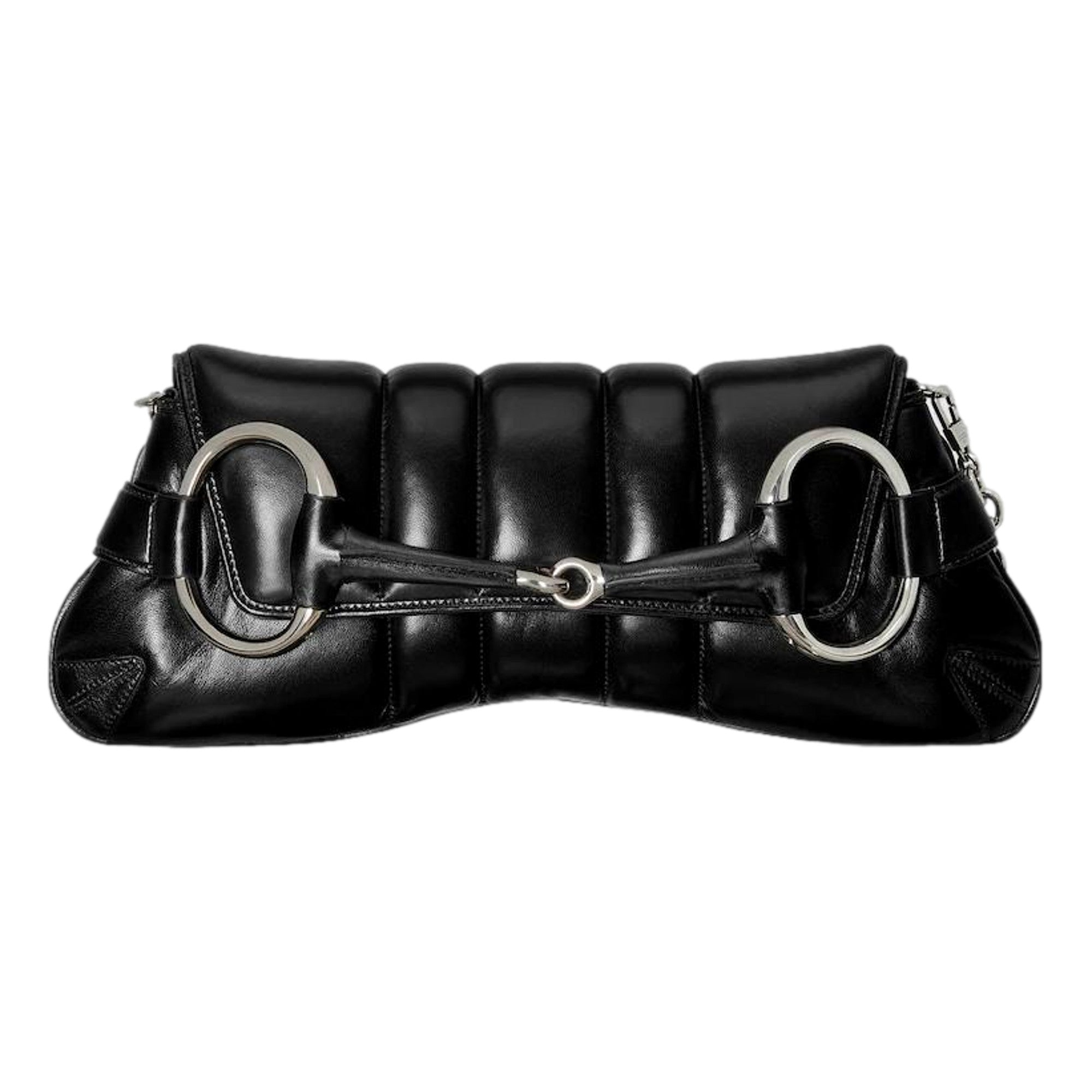 Gucci Horsebit Vertical Quilted Leather Medium Chain Shoulder Bag Black