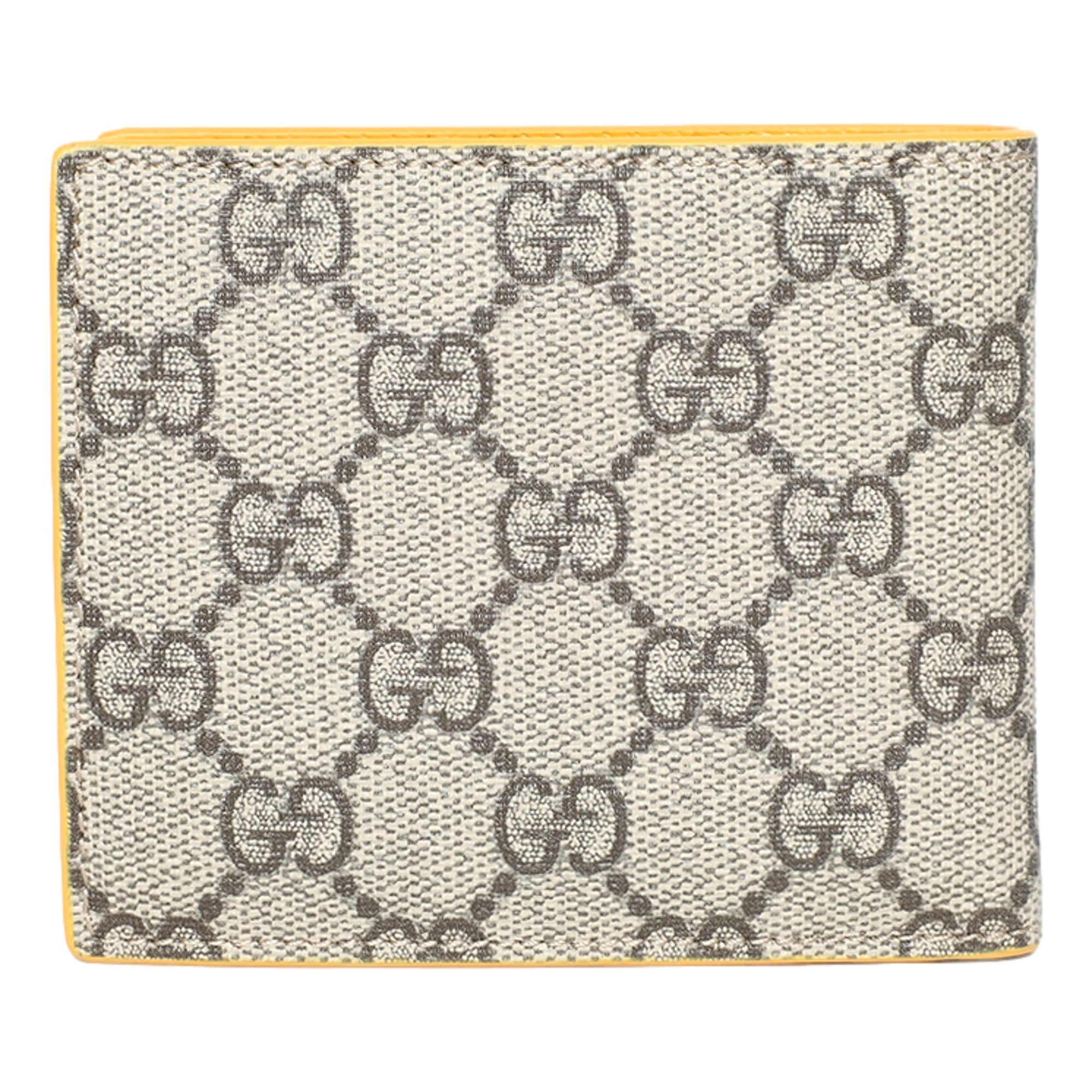 Gucci GG Supreme Canvas Leather Beige Yellow Bifold Wallet