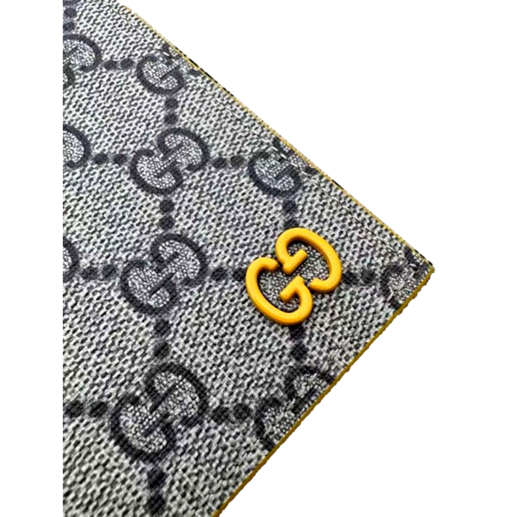 Gucci GG Supreme Canvas Vertical Bifold Wallet Yellow Beige