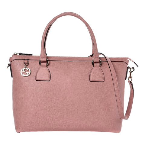 Gucci Dollar Calfskin Interlocking GG Charm Convertible Satchel Tote Soft Pink
