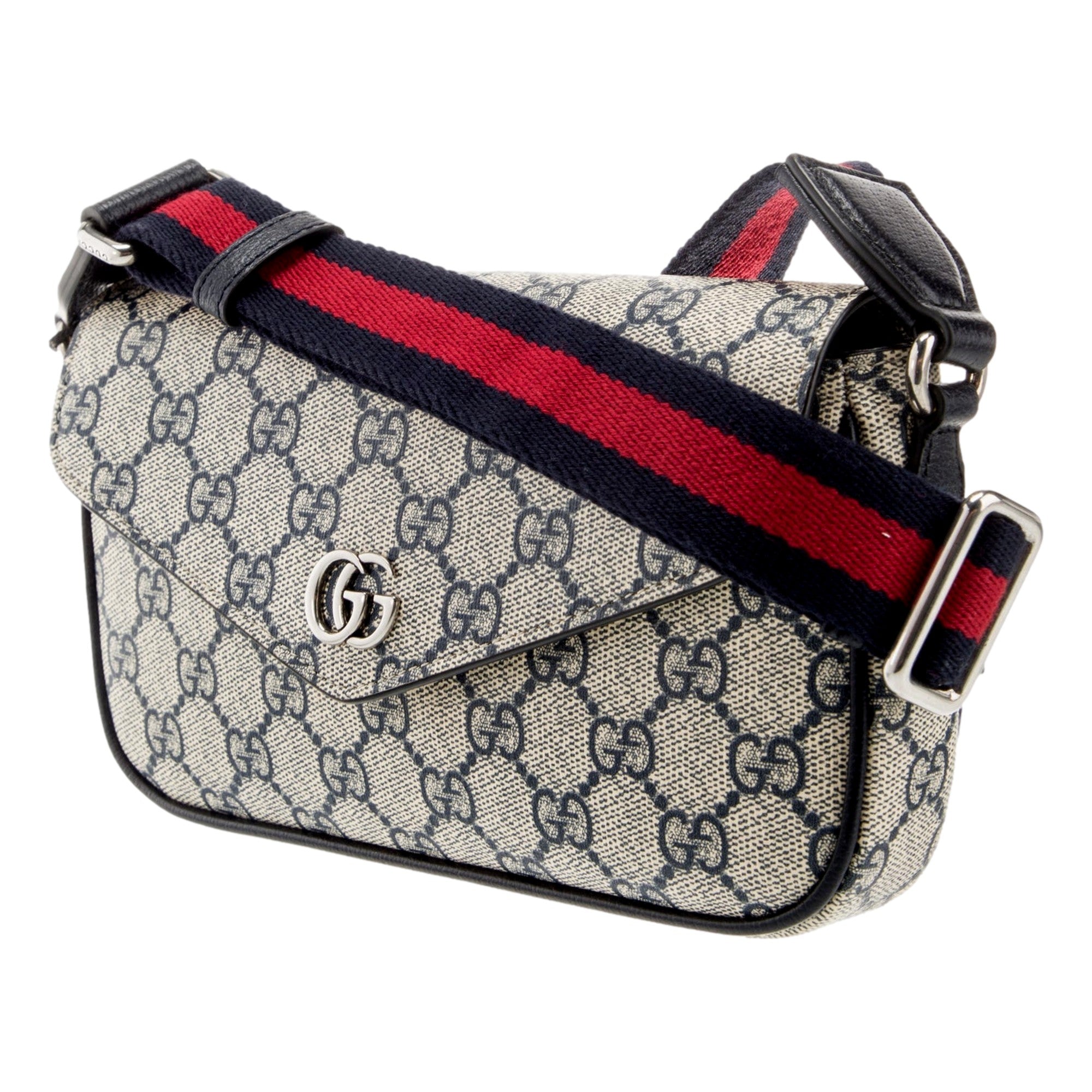 Gucci GG Supreme Canvas Web Mini Ophidia Envelope Crossbody Bag Beige Blue