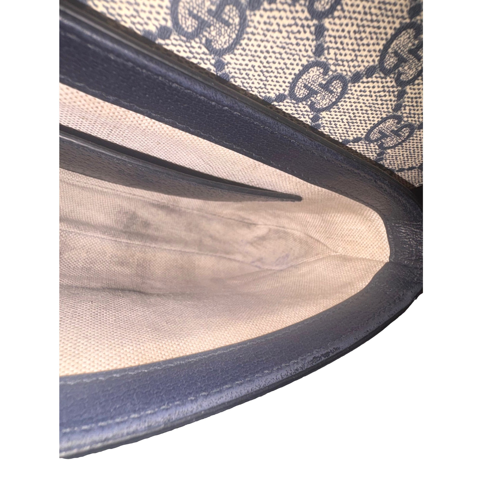 Gucci GG Supreme Canvas Web Mini Ophidia Envelope Crossbody Bag Beige Blue