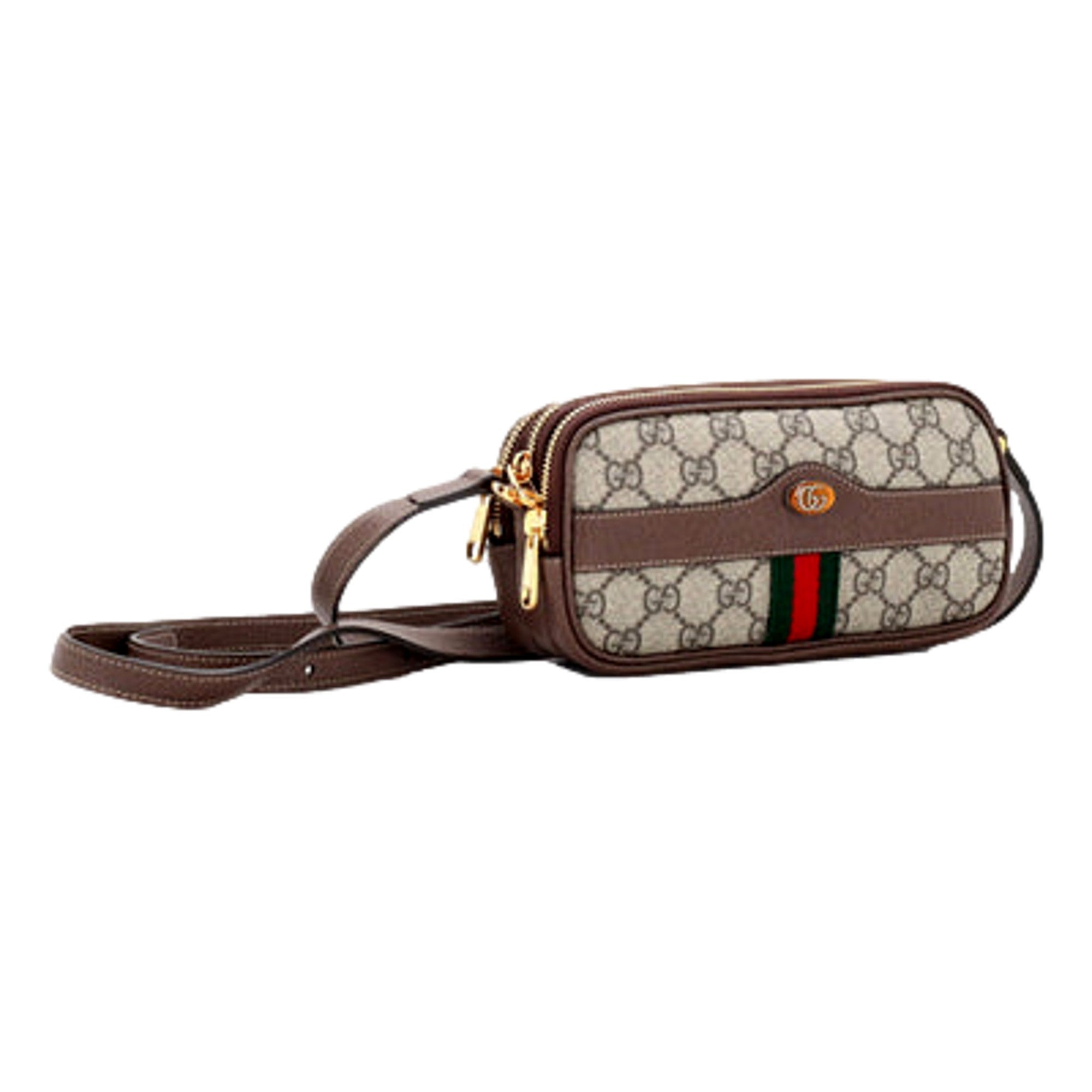 Gucci Ophidia Triple Zip Crossbody Bag GG Coated Canvas Mini