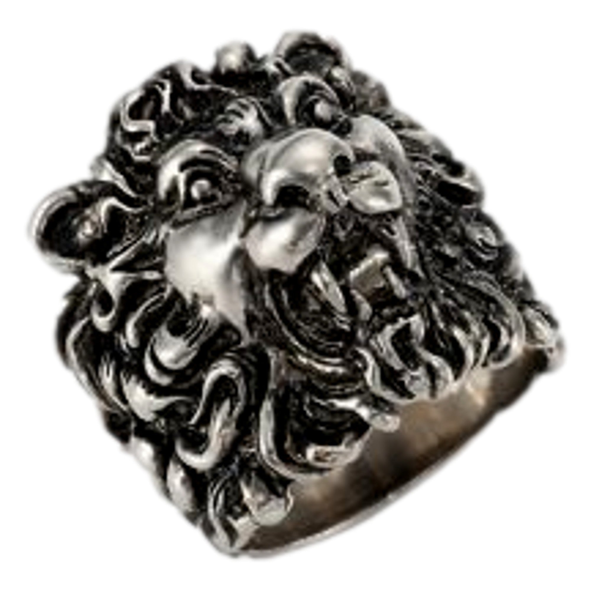 Gucci Cocktail Lion Head Motif Silver Tone Metal Ring 13