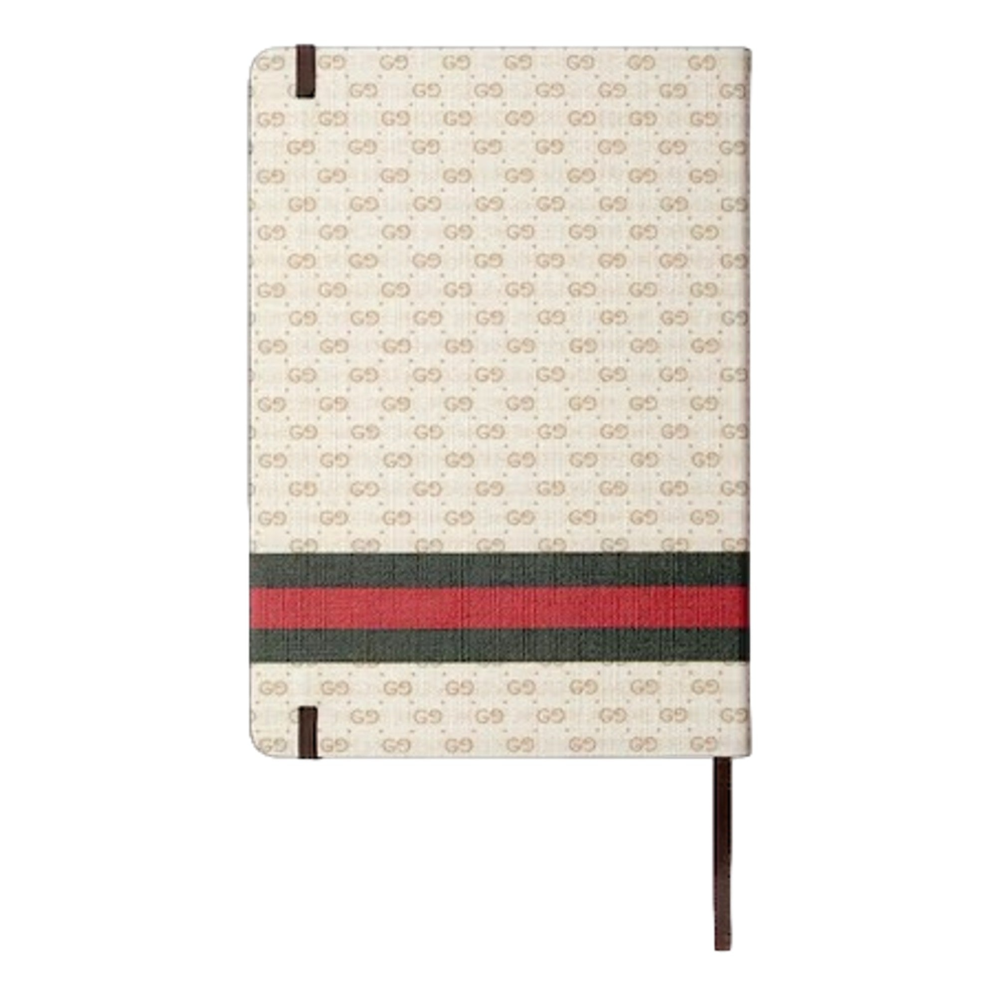 Large Gucci Notebook with Web and Horsebit in Ivory and Brown mini GG