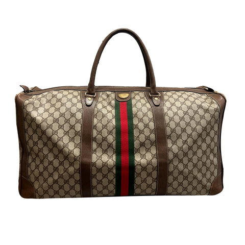 Gucci GG Monogram Web Stripe Canvas Large Duffle Bag