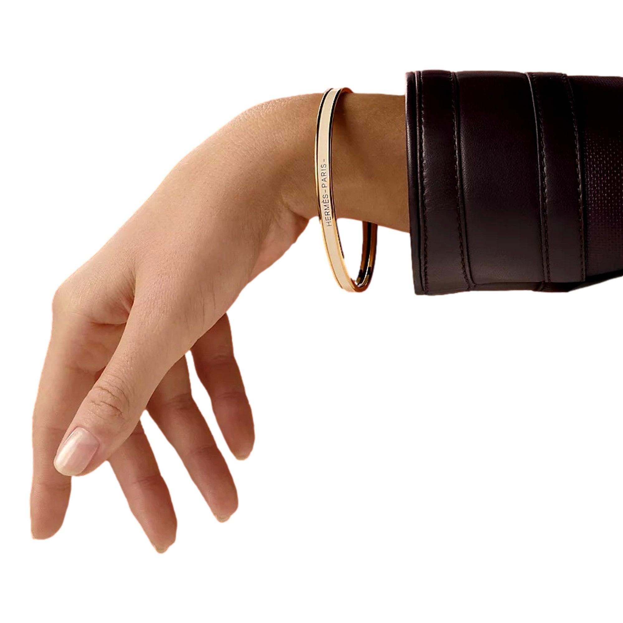 Hermès White and Gold Uni Bangle