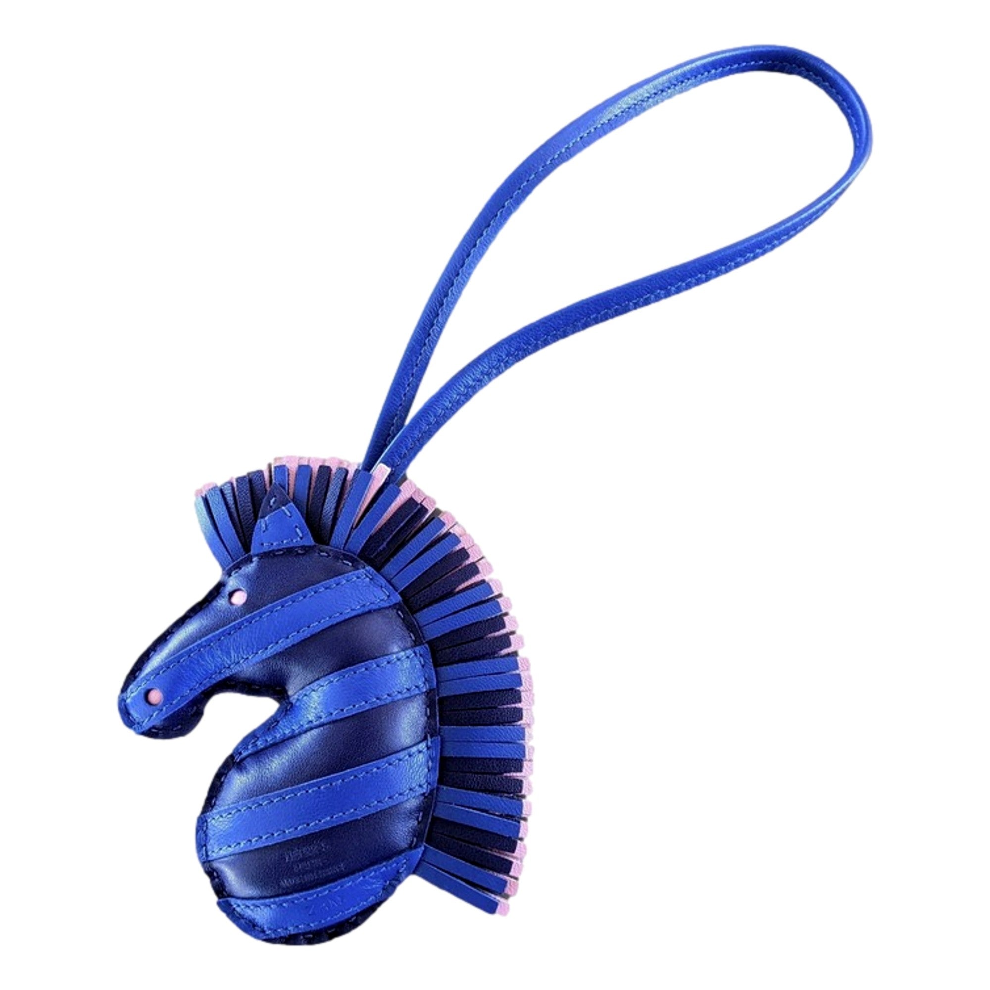 Hermes Zebra Geegee Savannah Blue and Pink Lambskin Charm