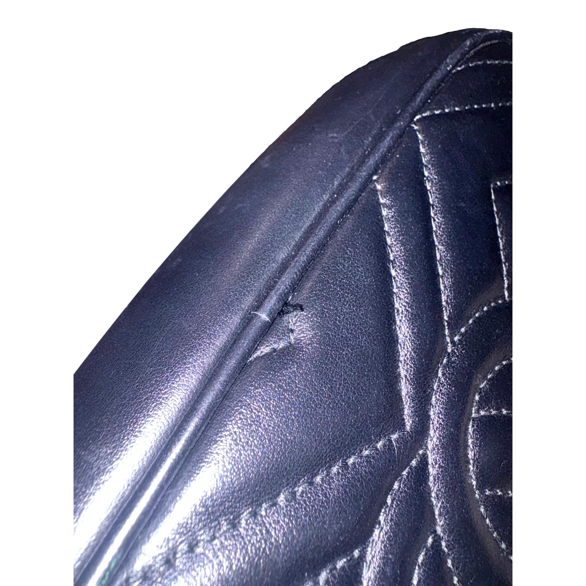 Gucci Calfskin Matelasse Small GG Marmont Chain Crossbody Bag Black