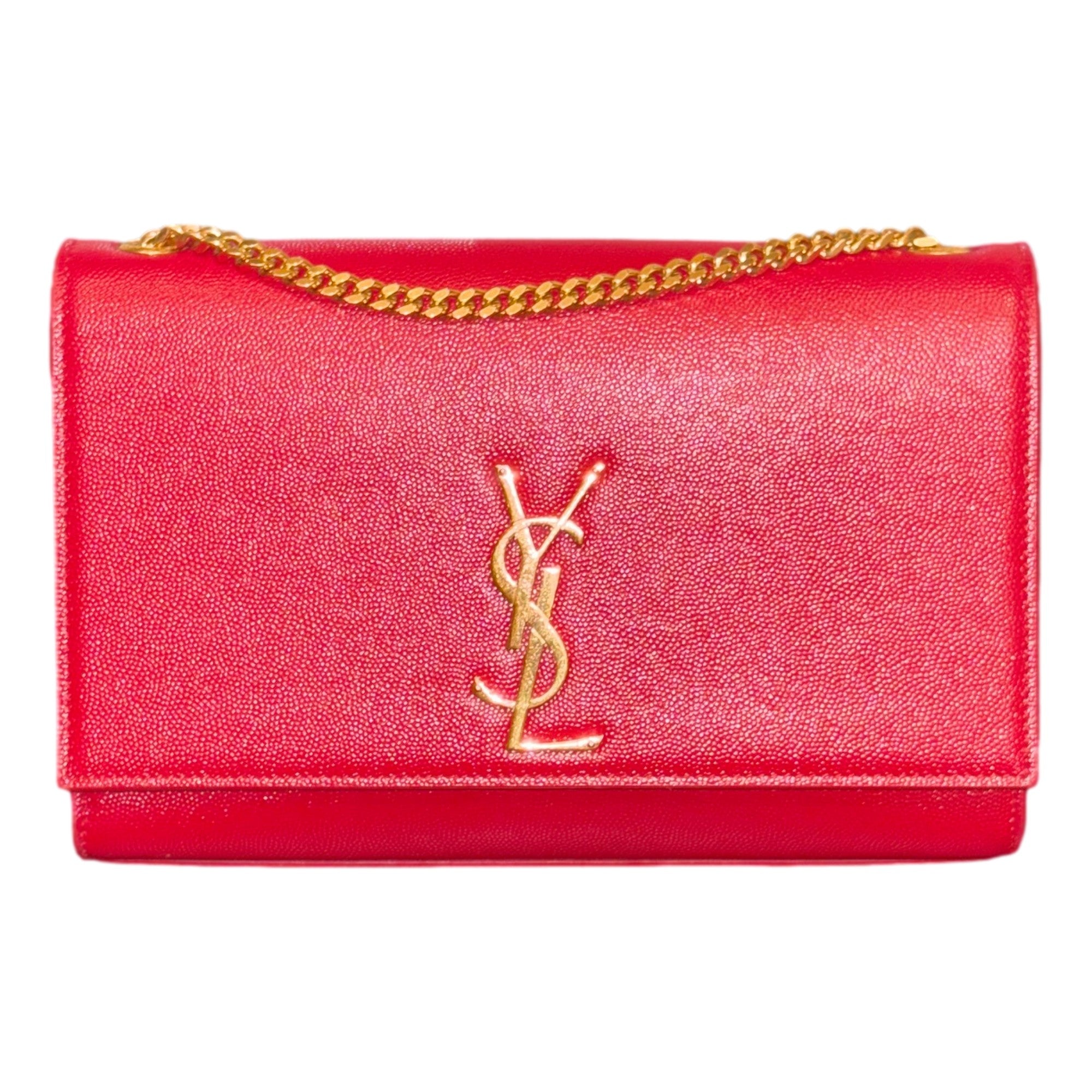 Saint Laurent YSL Kate Red Leather Gold Chain Shoulder Bag