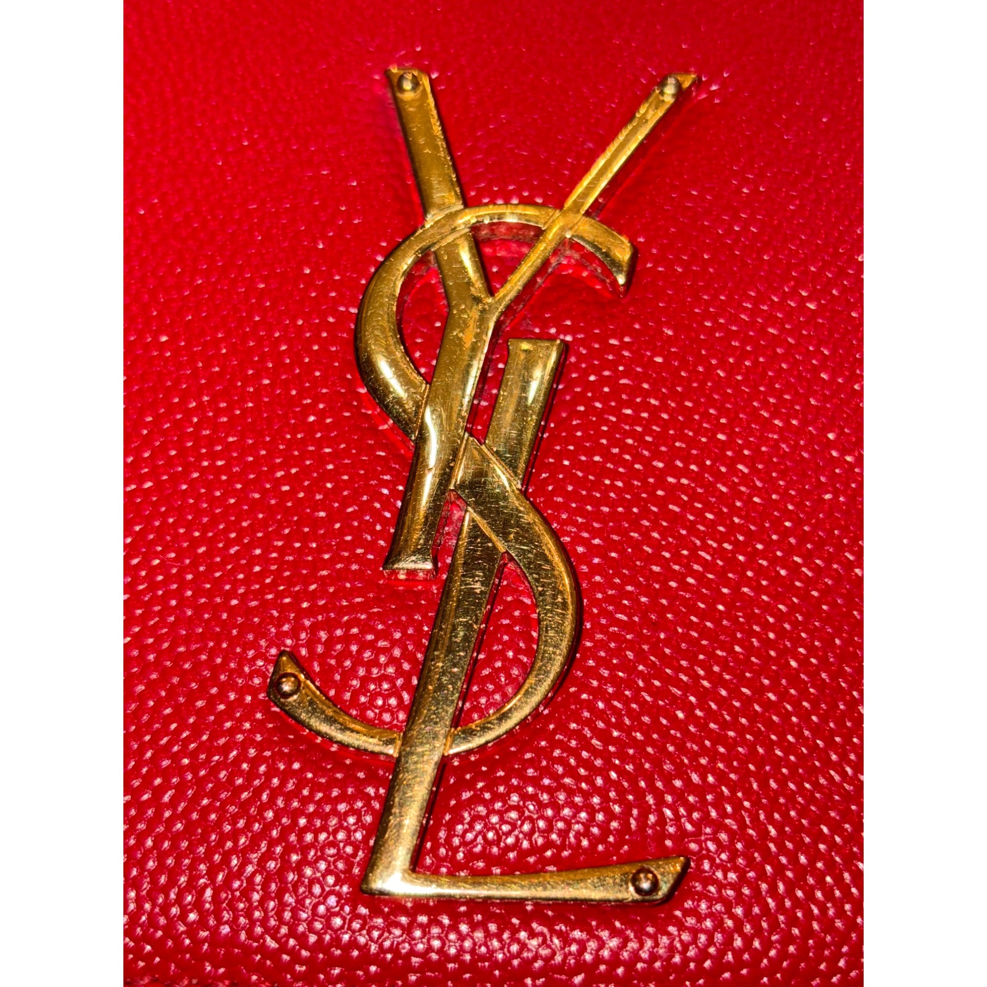 Saint Laurent YSL Kate Red Leather Gold Chain Shoulder Bag