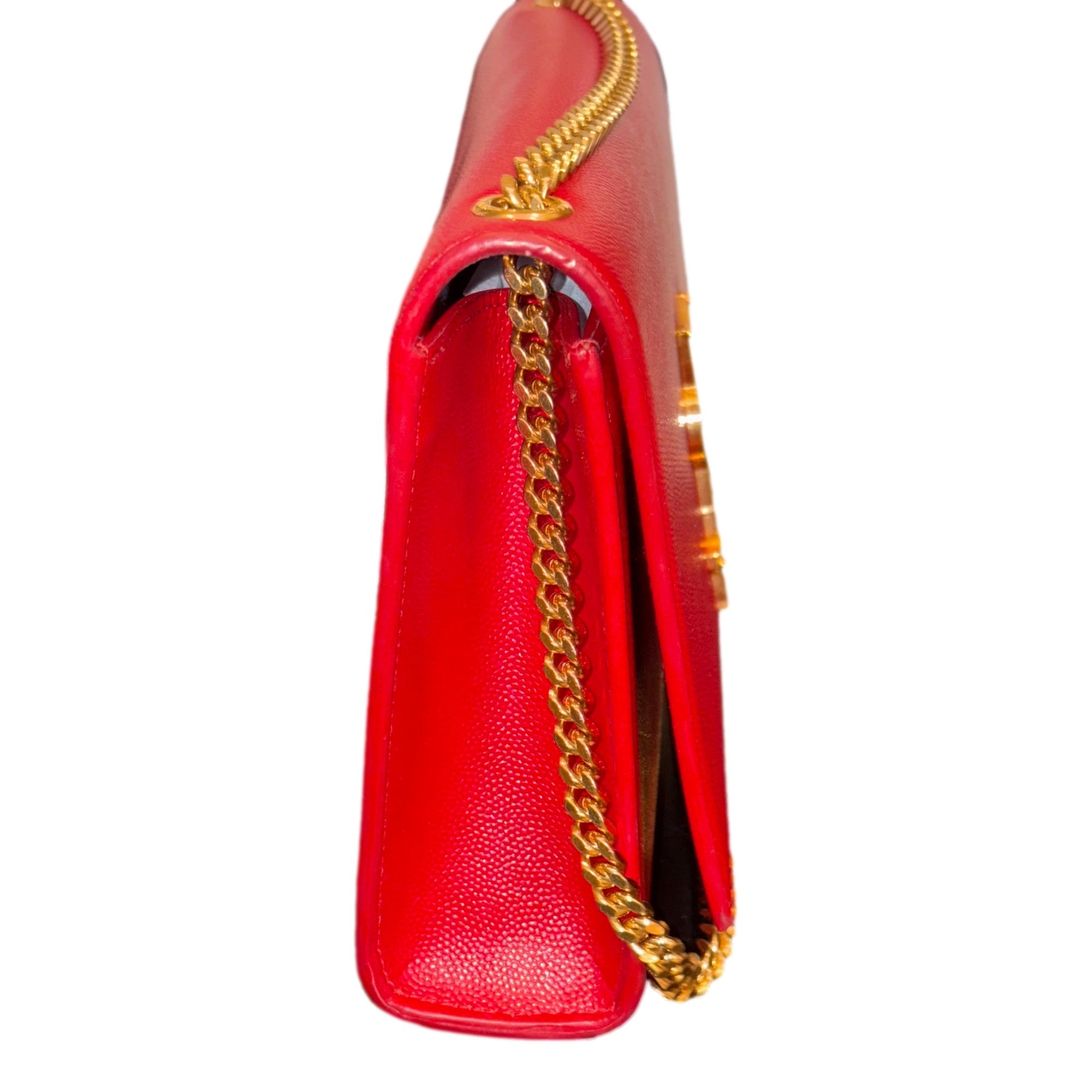 Saint Laurent YSL Kate Red Leather Gold Chain Shoulder Bag