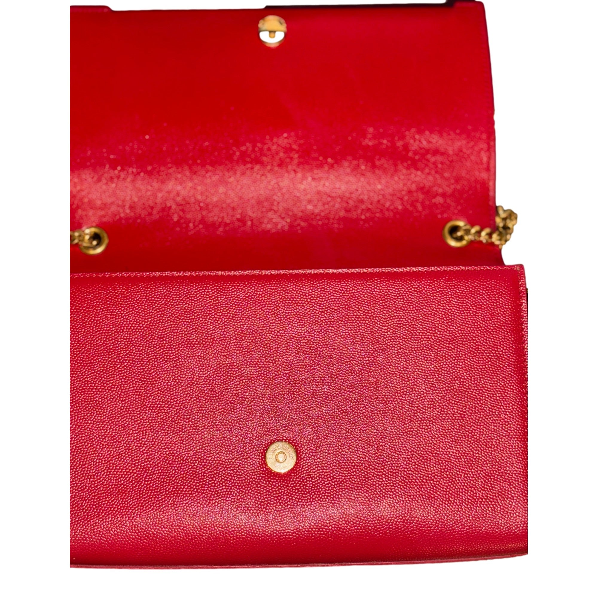 Saint Laurent YSL Kate Red Leather Gold Chain Shoulder Bag
