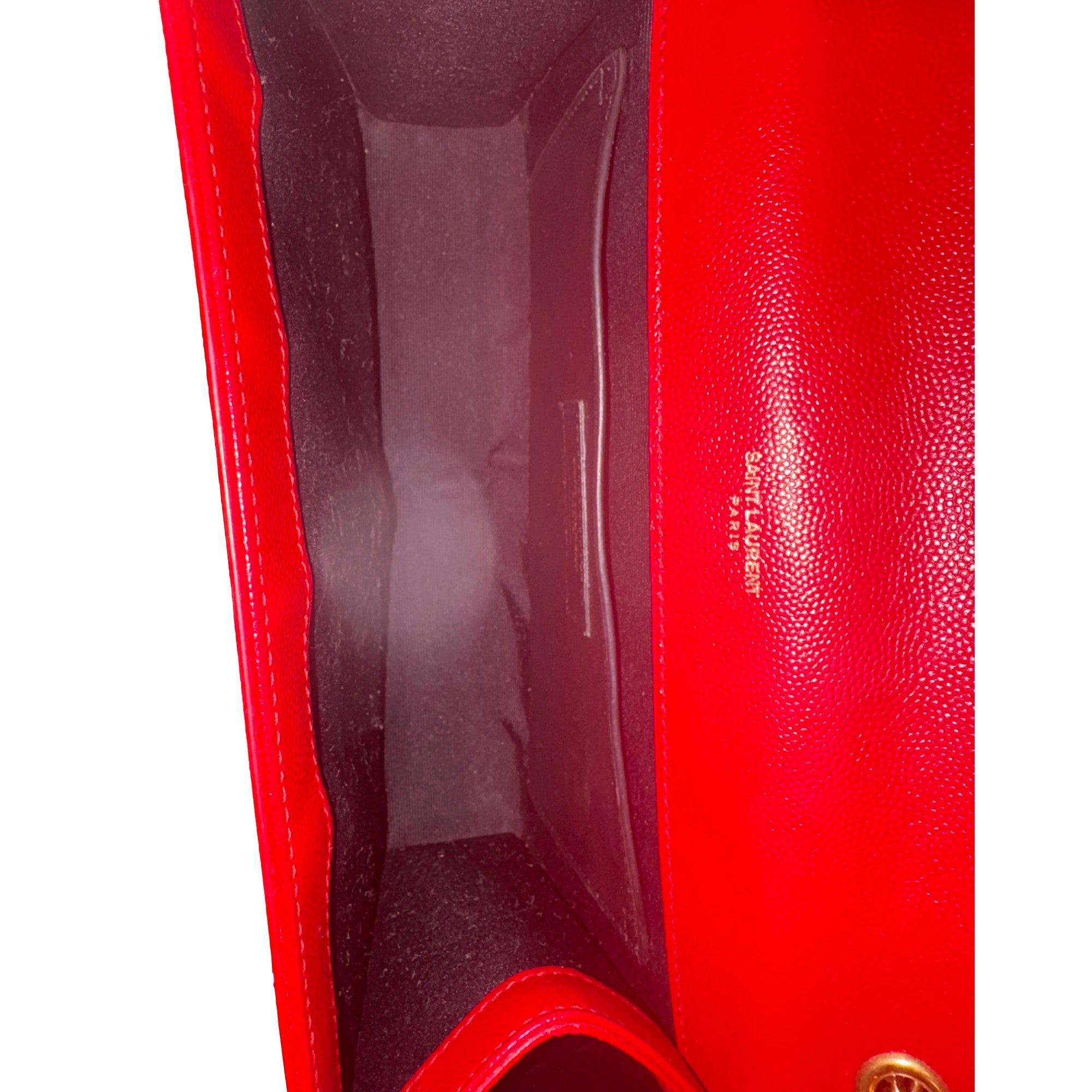 Saint Laurent YSL Kate Red Leather Gold Chain Shoulder Bag