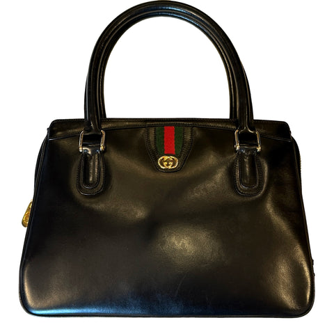 Gucci Ophidia Black Leather Top Handle Handbag