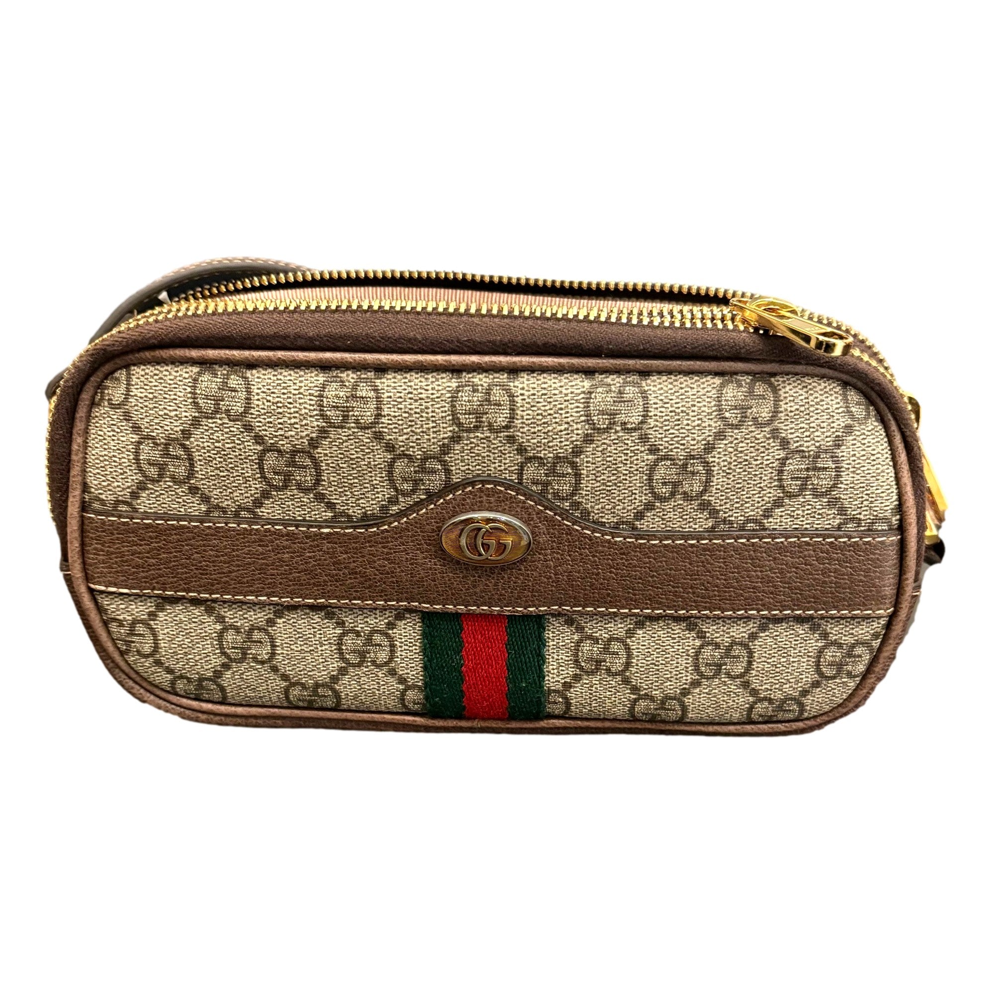 Gucci Ophidia Triple Zip Crossbody Bag GG Coated Canvas Mini