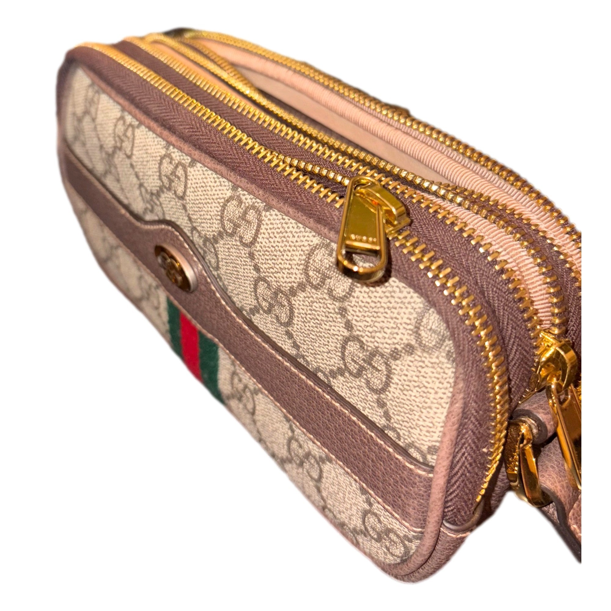 Gucci Ophidia Triple Zip Crossbody Bag GG Coated Canvas Mini