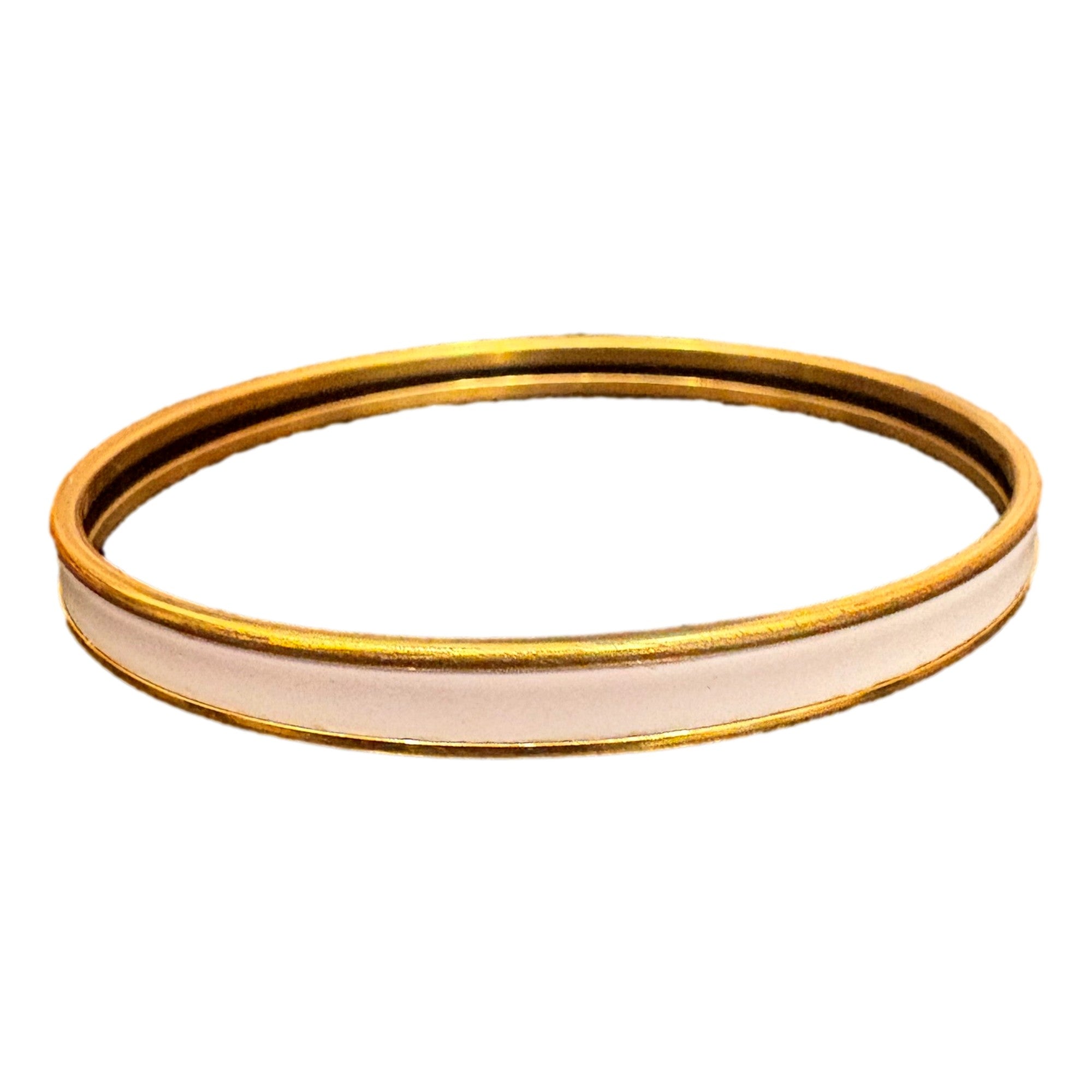 Hermès White and Gold Uni Bangle