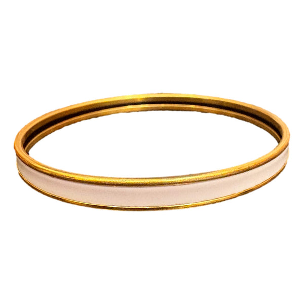 Hermès White and Gold Uni Bangle – Queen Bee of Beverly Hills
