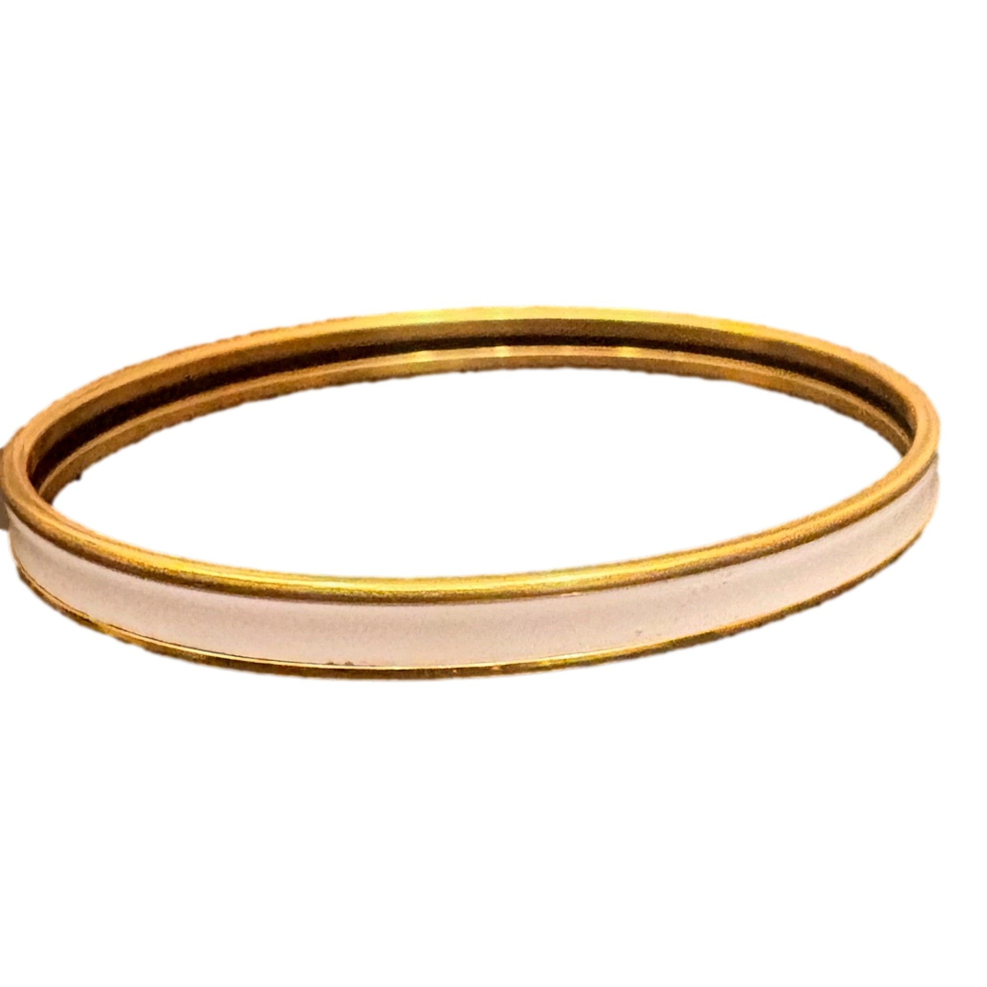 Hermès White and Gold Uni Bangle