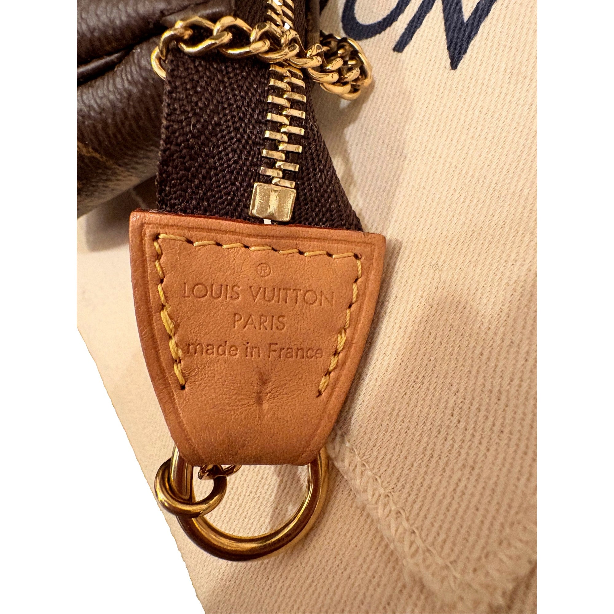 Louis Vuitton Classic Monogram Mini Pochette Purse with Chain Handle