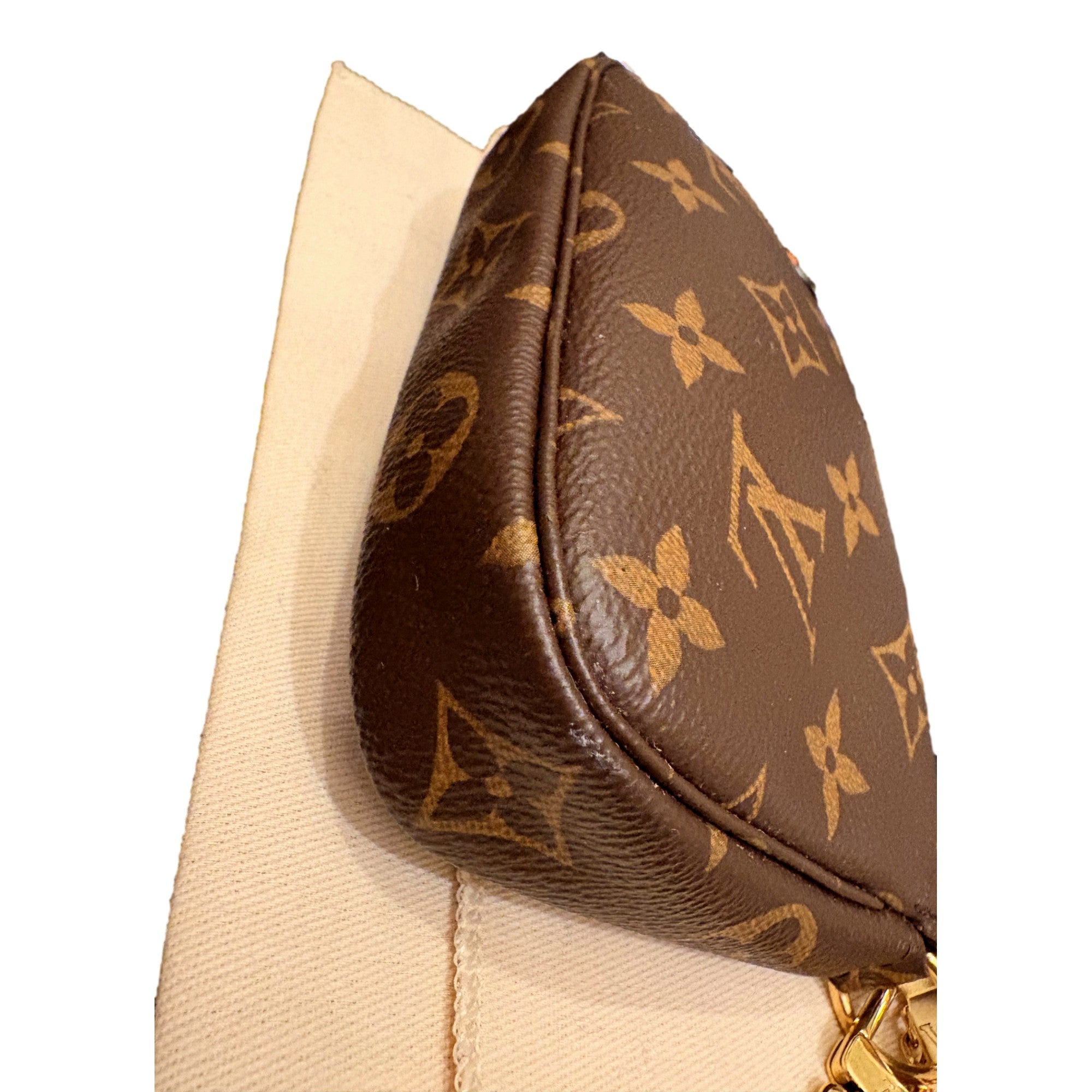 Louis Vuitton Classic Monogram Mini Pochette Purse with Chain Handle