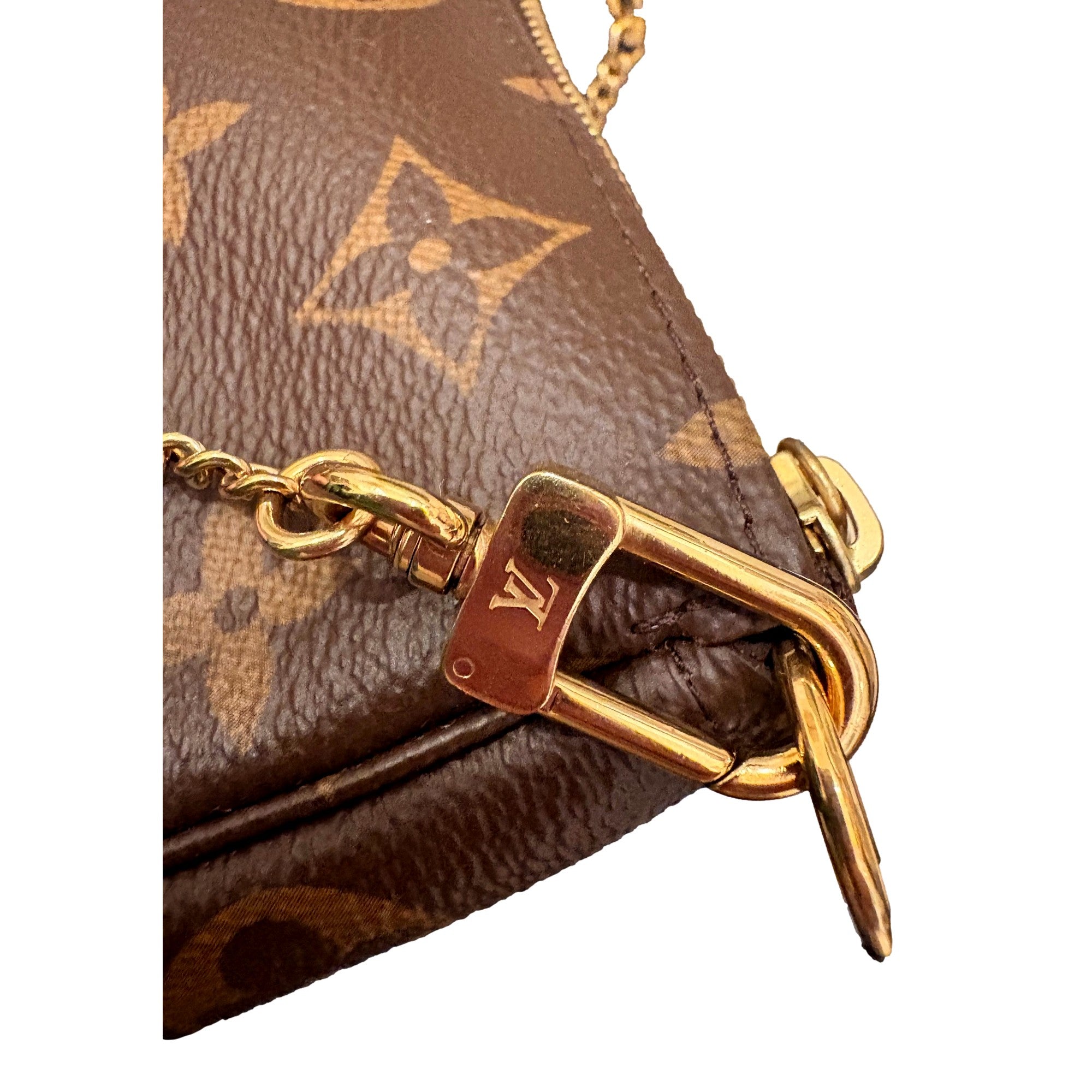 Louis Vuitton Classic Monogram Mini Pochette Purse with Chain Handle