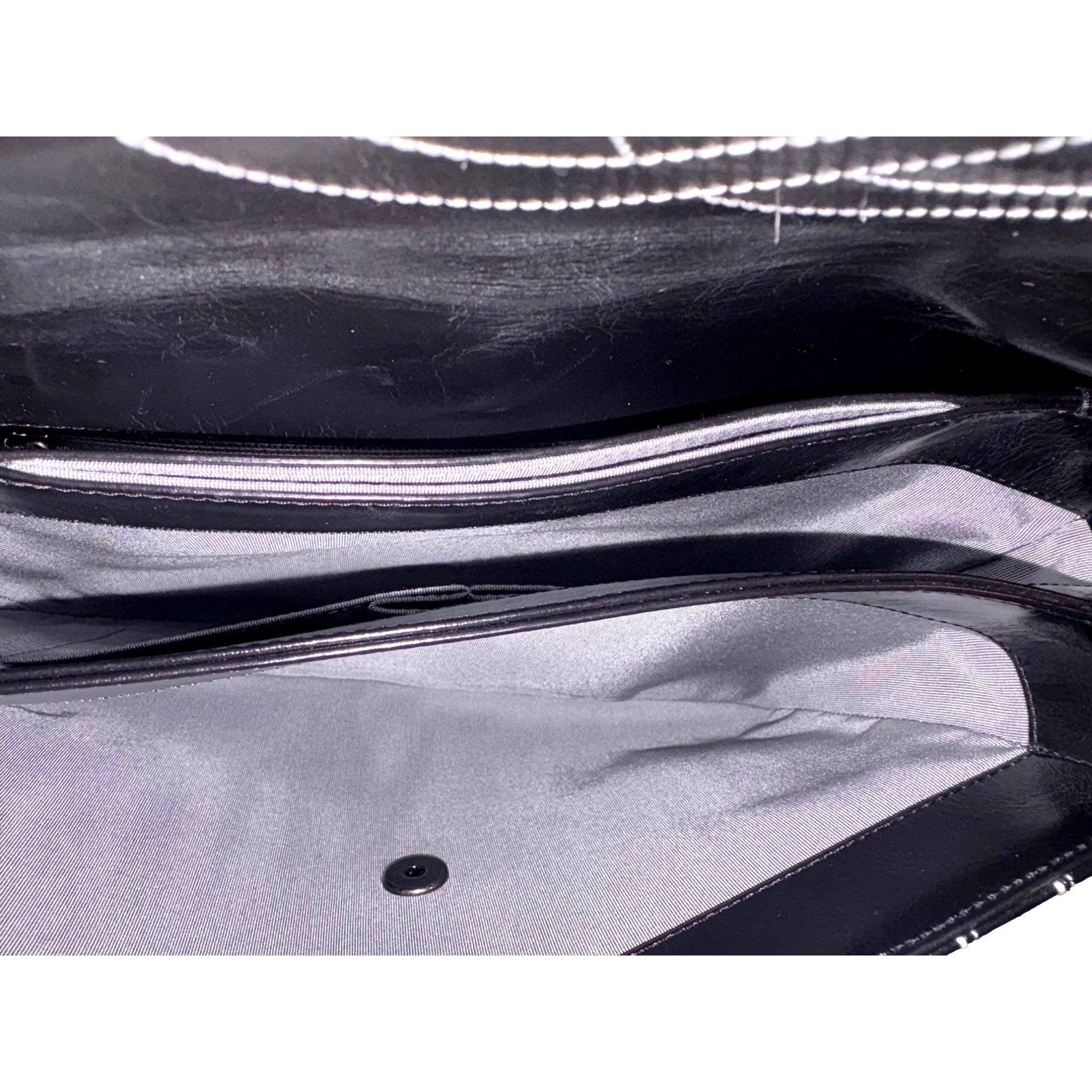 Chanel White Vertical Stitch Black Flap Bag