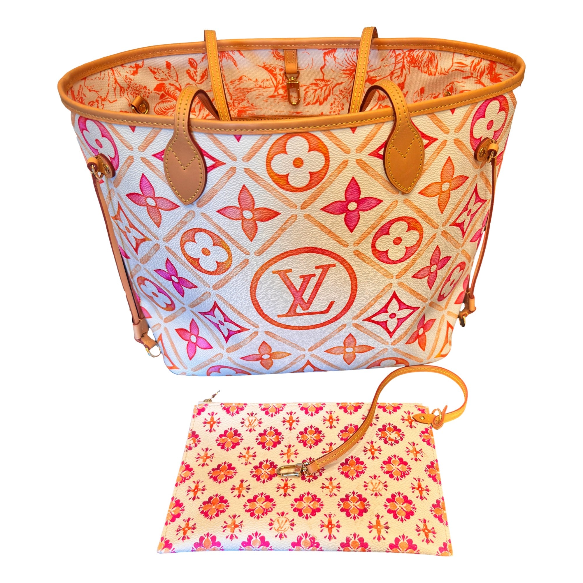 Louis Vuitton By The Pool Monogram Giant 2.0 Neverfull MM With Detachable Pouch Coral