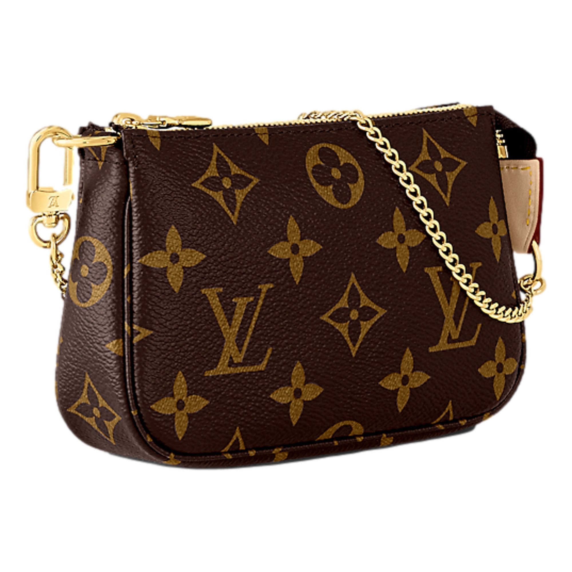 Louis Vuitton Classic Monogram Mini Pochette Purse with Chain Handle